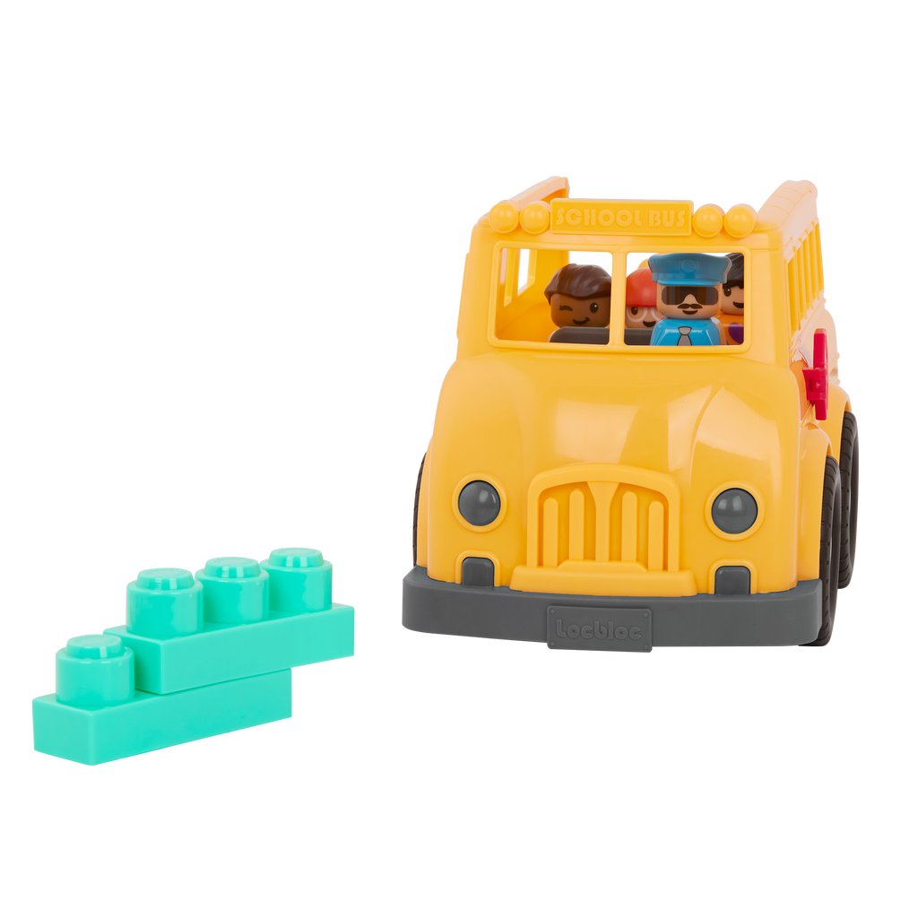 Locbloc school bus truck with building blocks for toddlers