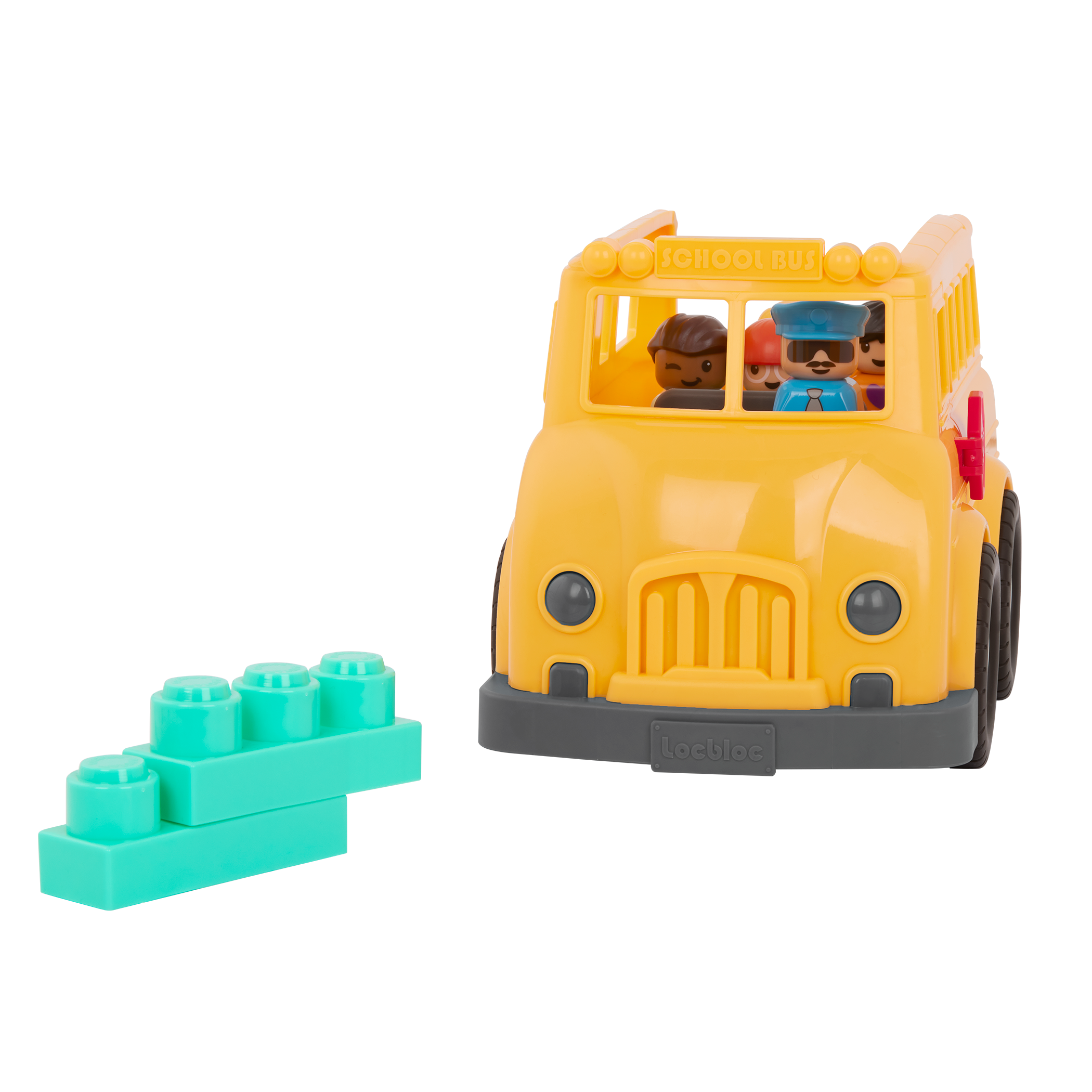 Locbloc school bus truck with building blocks for toddlers