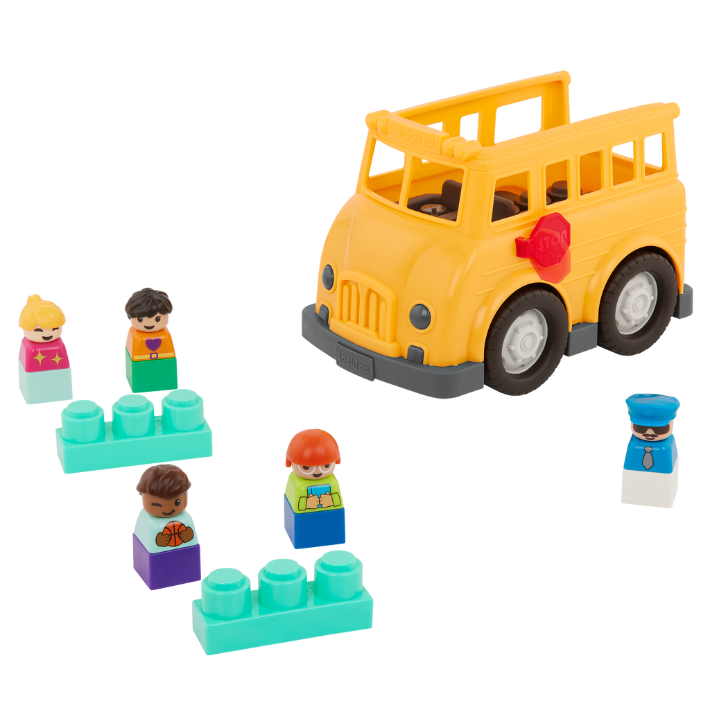 Locbloc school bus truck with building blocks for toddlers