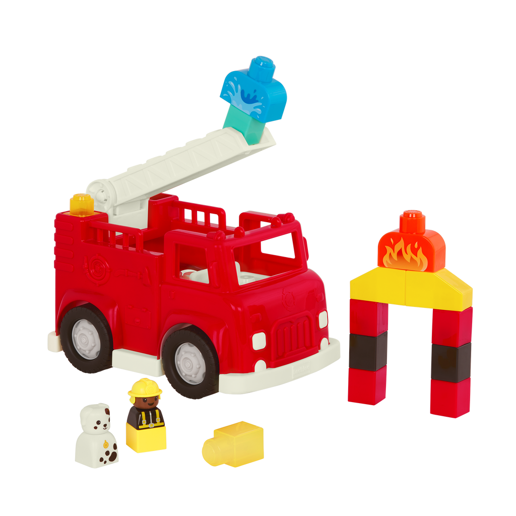 Locbloc fire truck toy with building blocks for toddlers