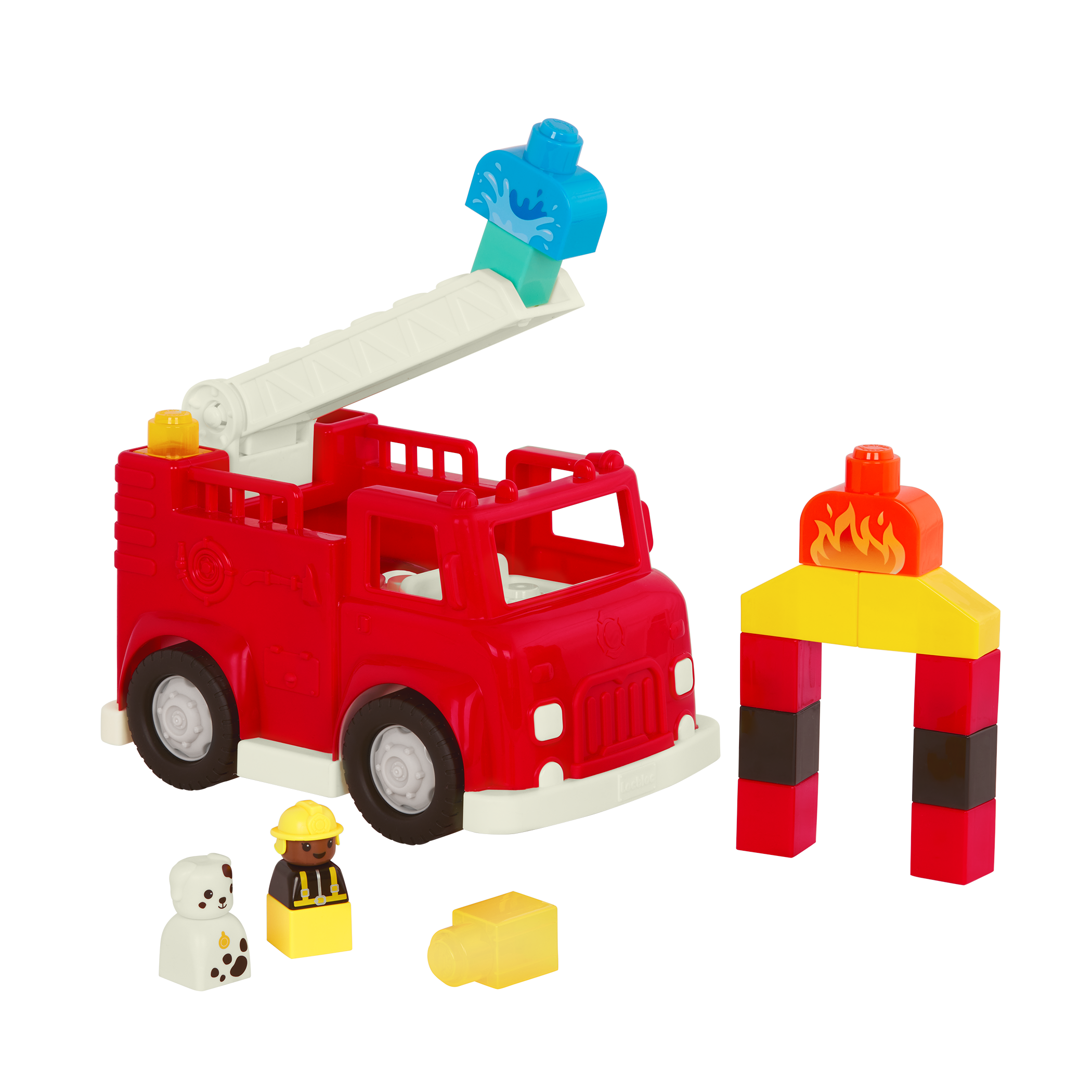 Locbloc fire truck toy with building blocks for toddlers