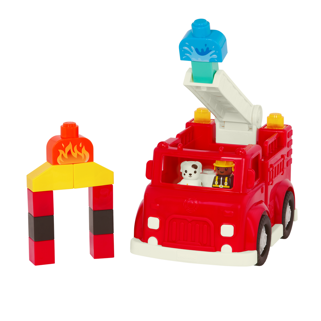 Locbloc fire truck toy with building blocks for toddlers