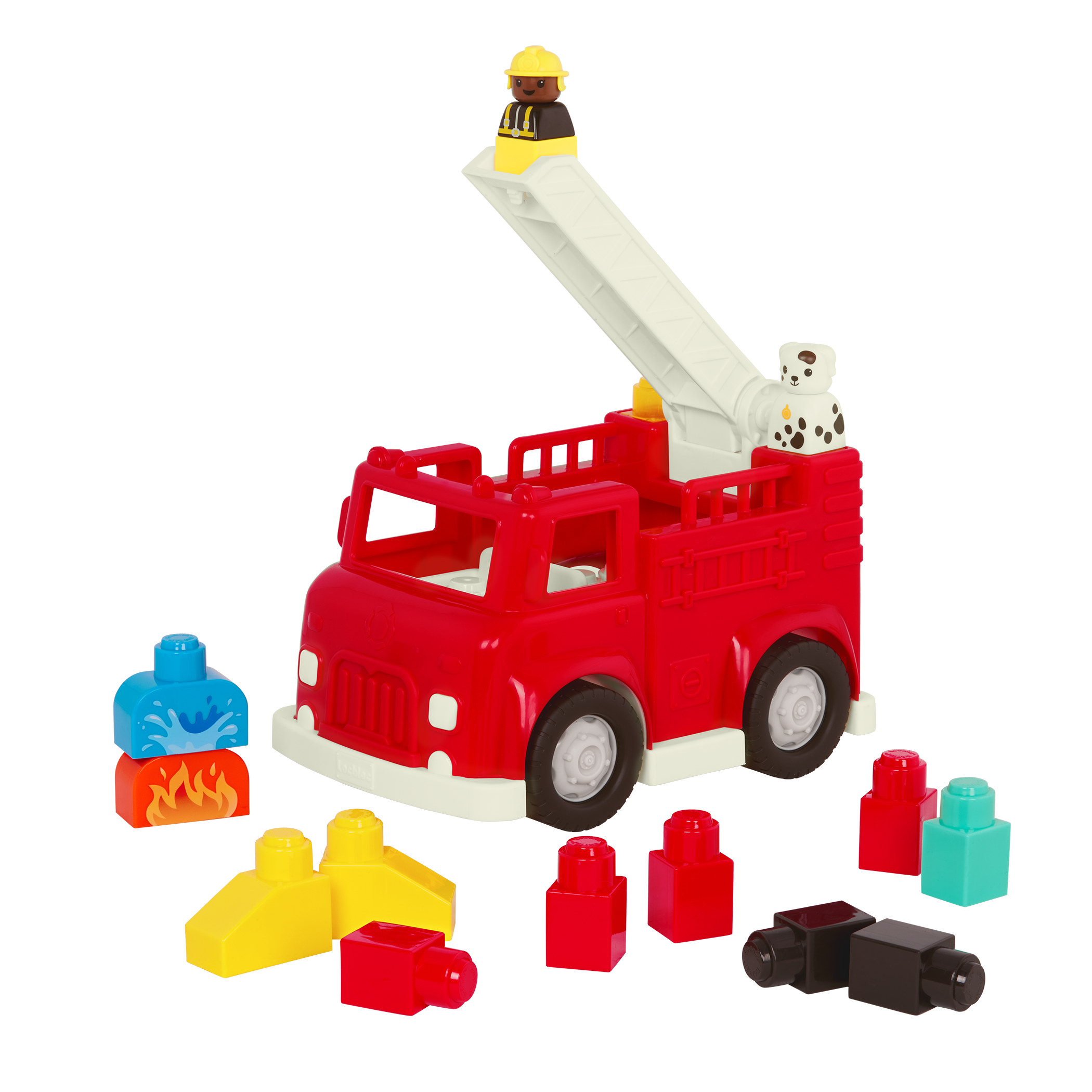 Locbloc fire truck toy with building blocks for toddlers