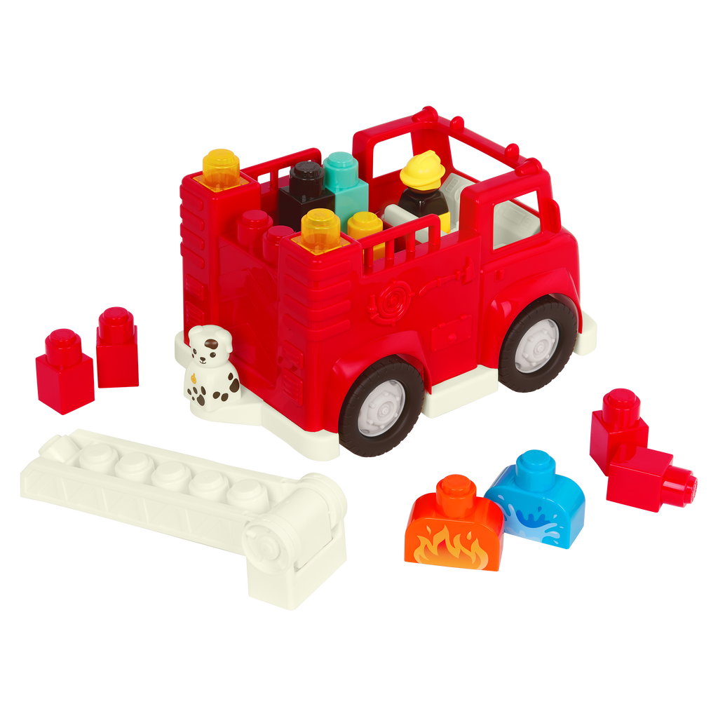 Locbloc fire truck toy with building blocks for toddlers