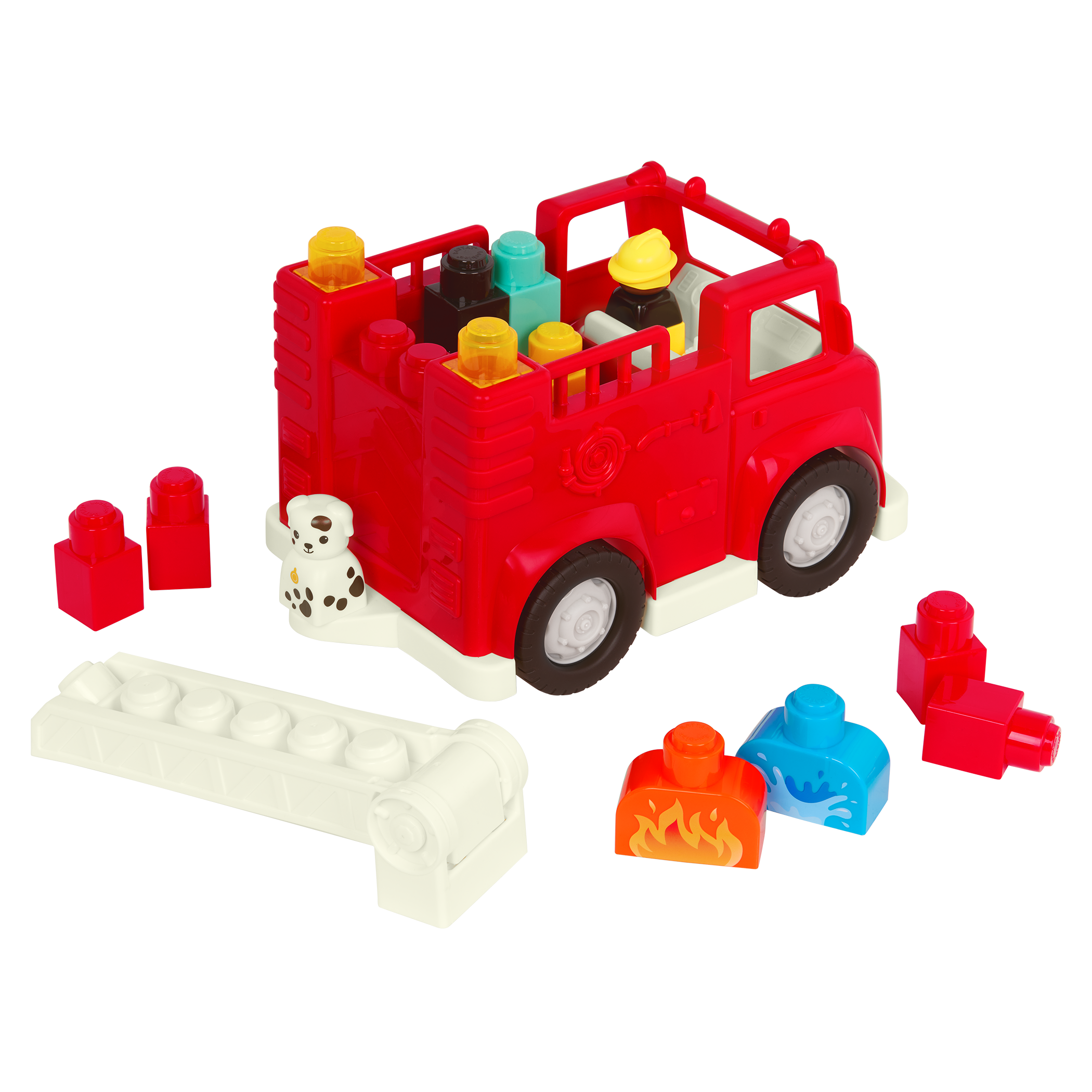 Locbloc fire truck toy with building blocks for toddlers