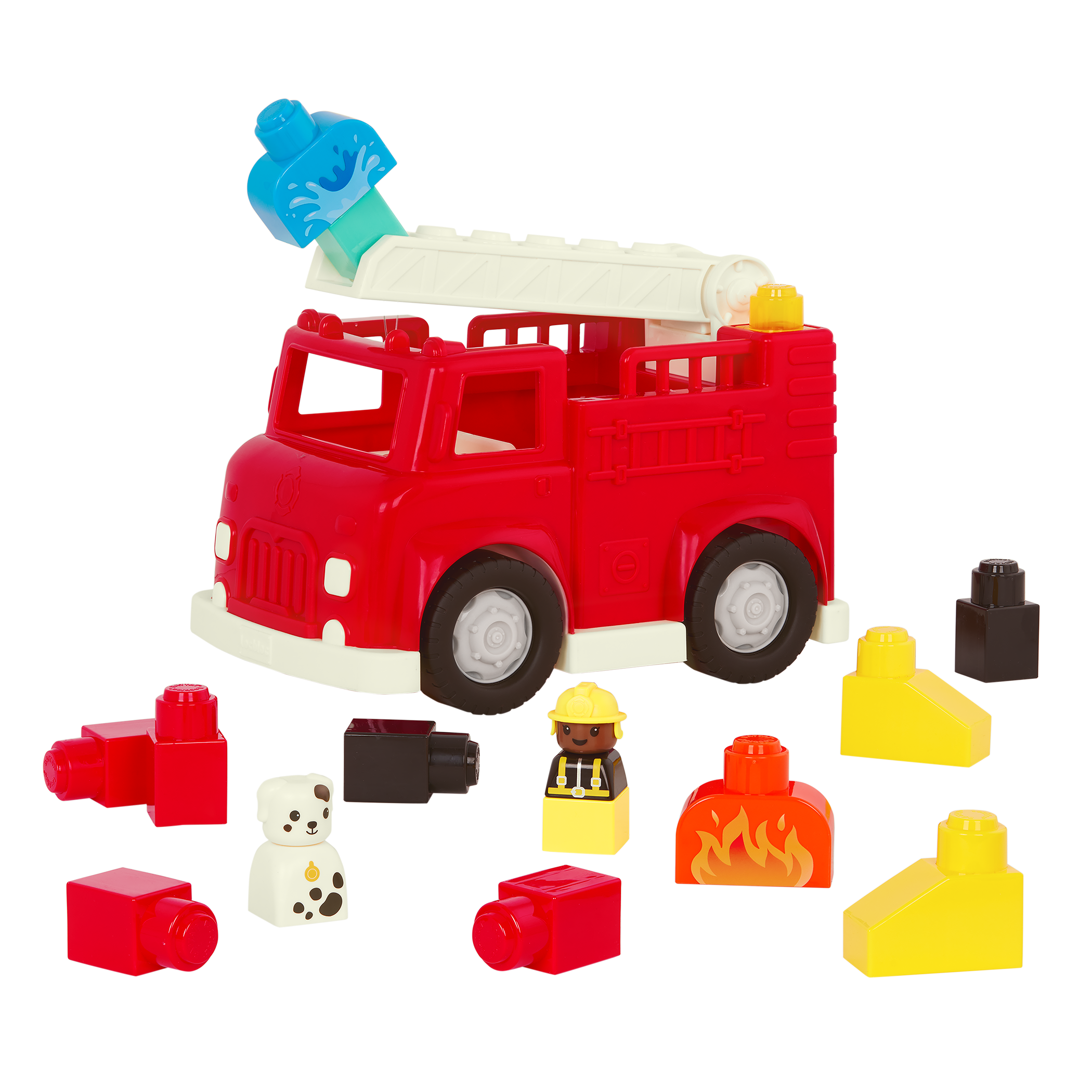 Locbloc fire truck toy with building blocks for toddlers