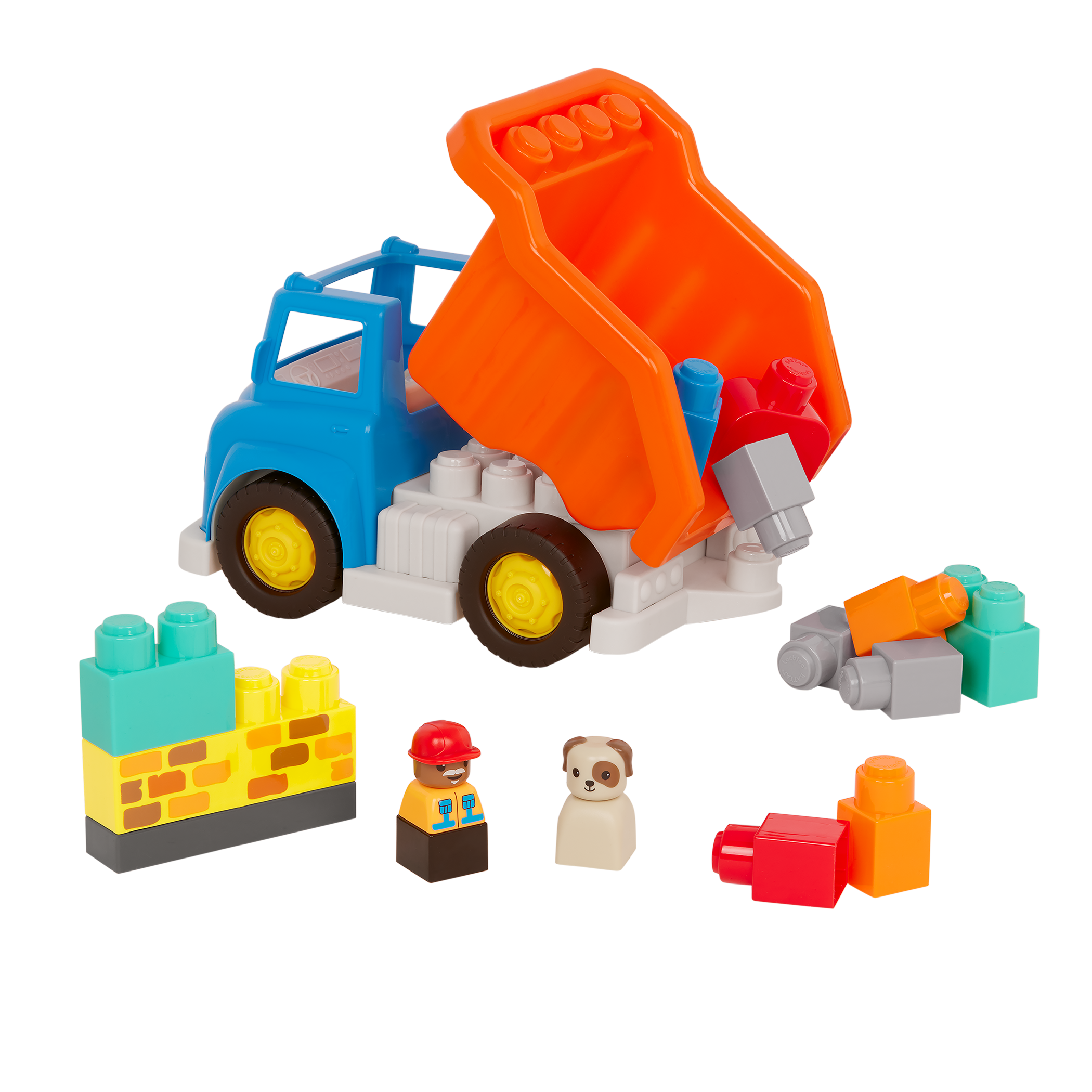 Locbloc dump truck toy with building blocks for toddlers