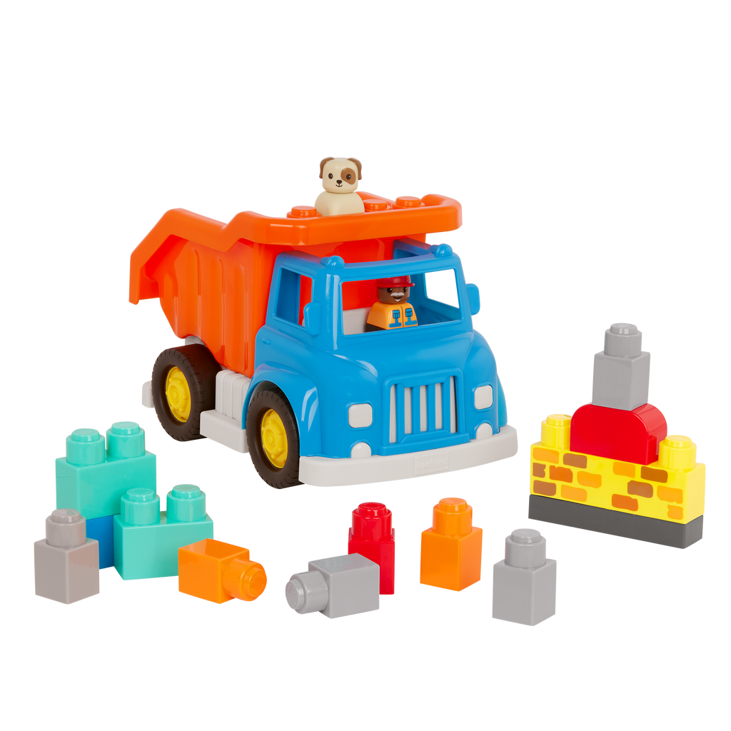 Locbloc dump truck toy with building blocks for toddlers