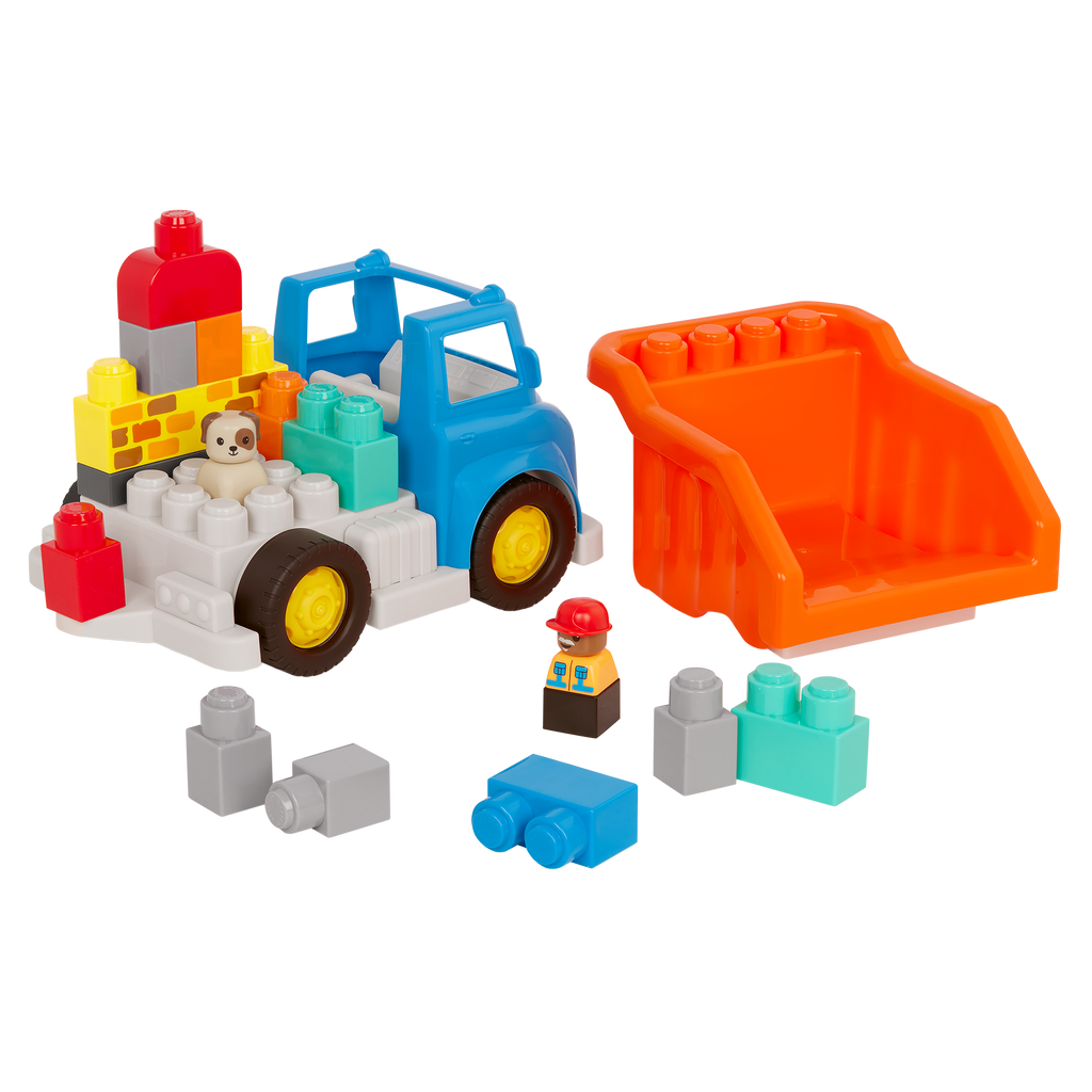 Locbloc dump truck toy with building blocks for toddlers