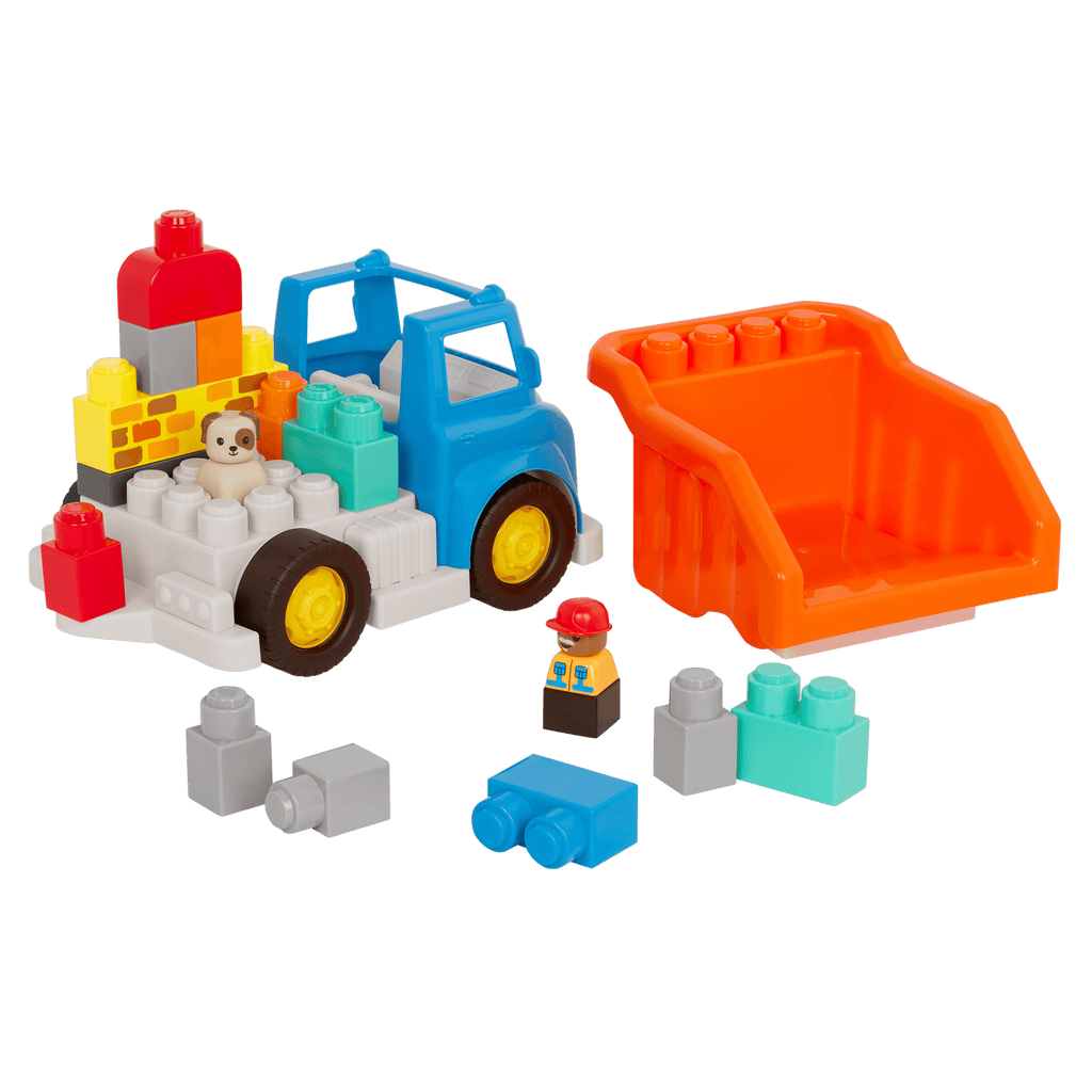 Locbloc dump truck toy with building blocks for toddlers