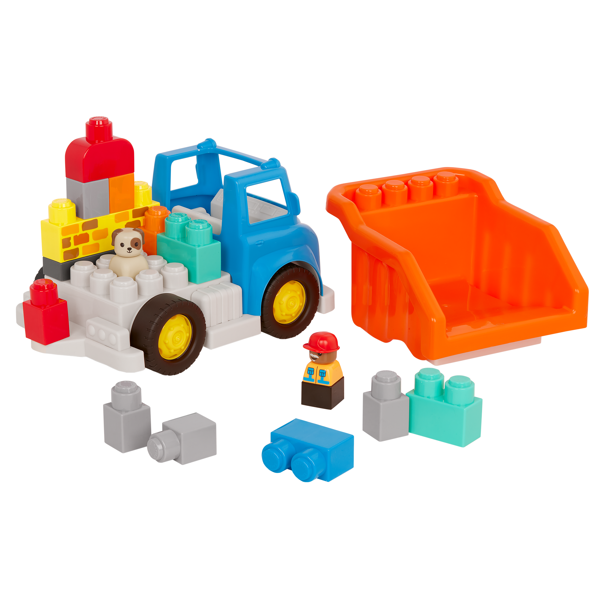 Locbloc dump truck toy with building blocks for toddlers