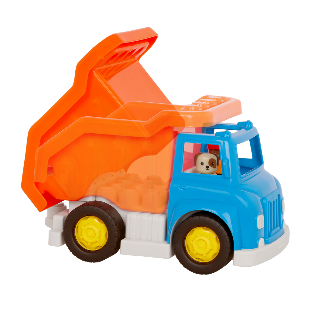 Locbloc dump truck toy with building blocks for toddlers