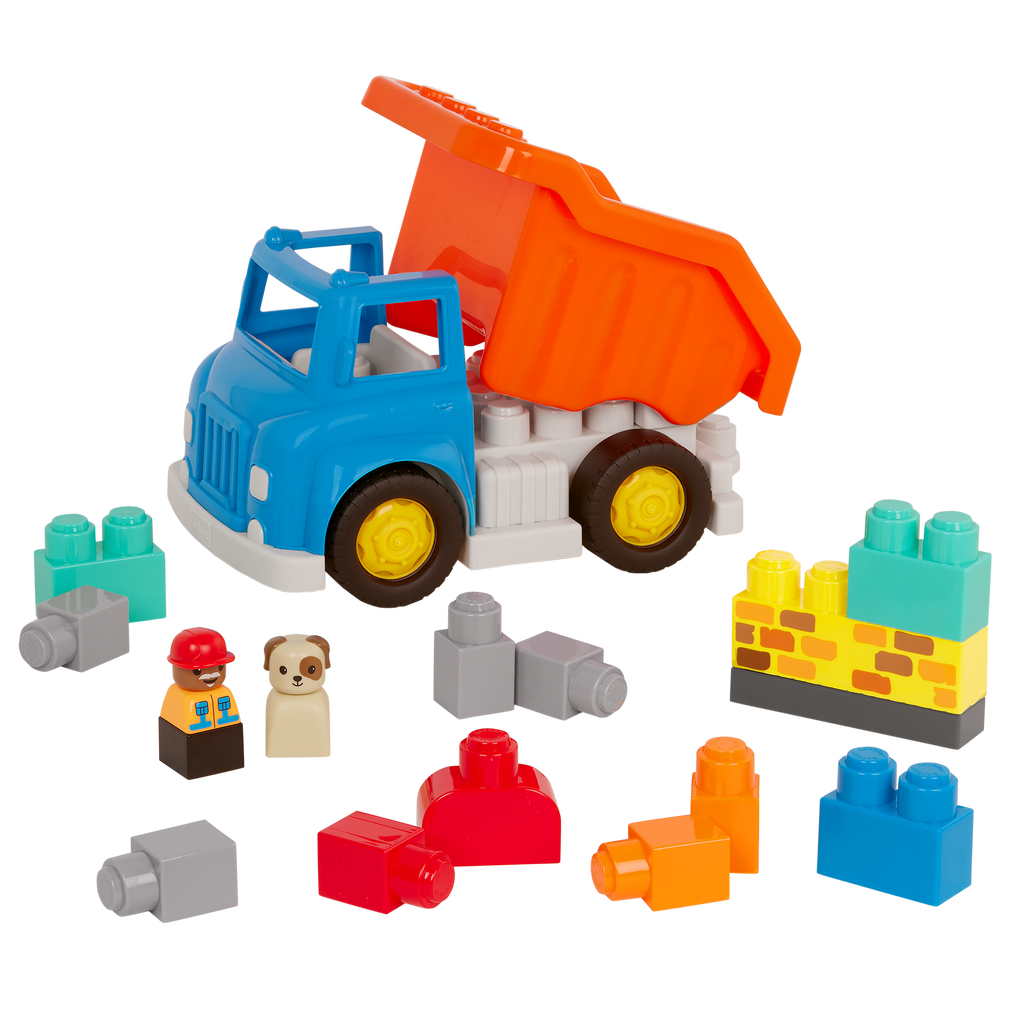 Locbloc dump truck toy with building blocks for toddlers