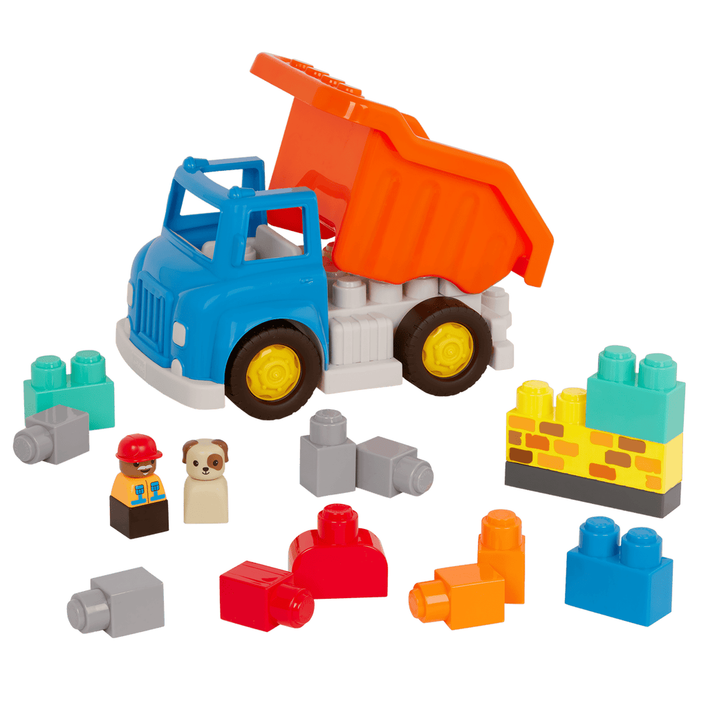 Locbloc dump truck toy with building blocks for toddlers