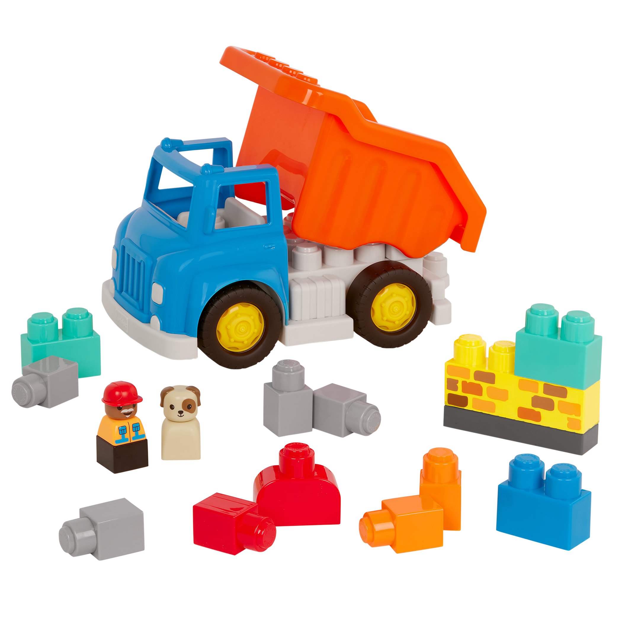 Locbloc dump truck toy with building blocks for toddlers