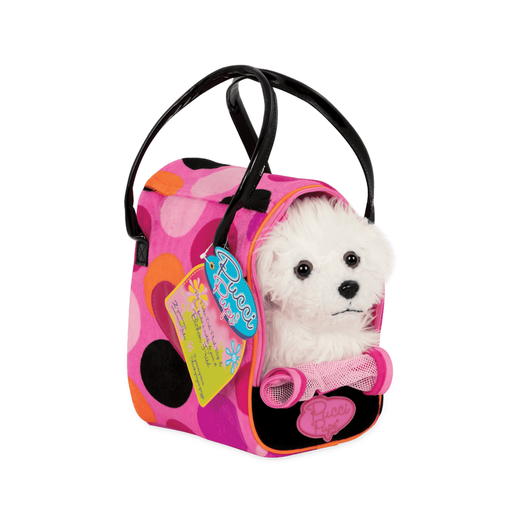 Big Polka Dots Plush Bag & Bichon Frise - Pucci Pups