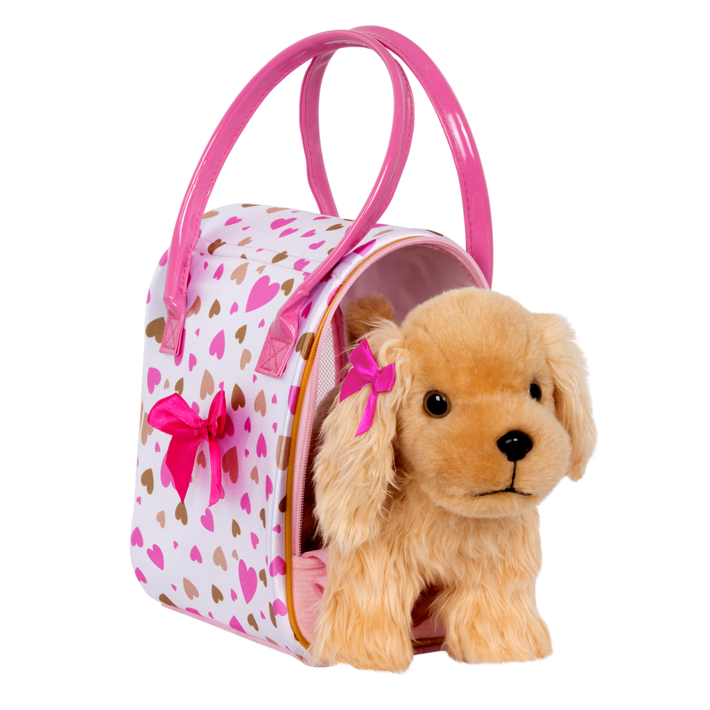 Pink & Golden heart print bag with Cocker Spaniel