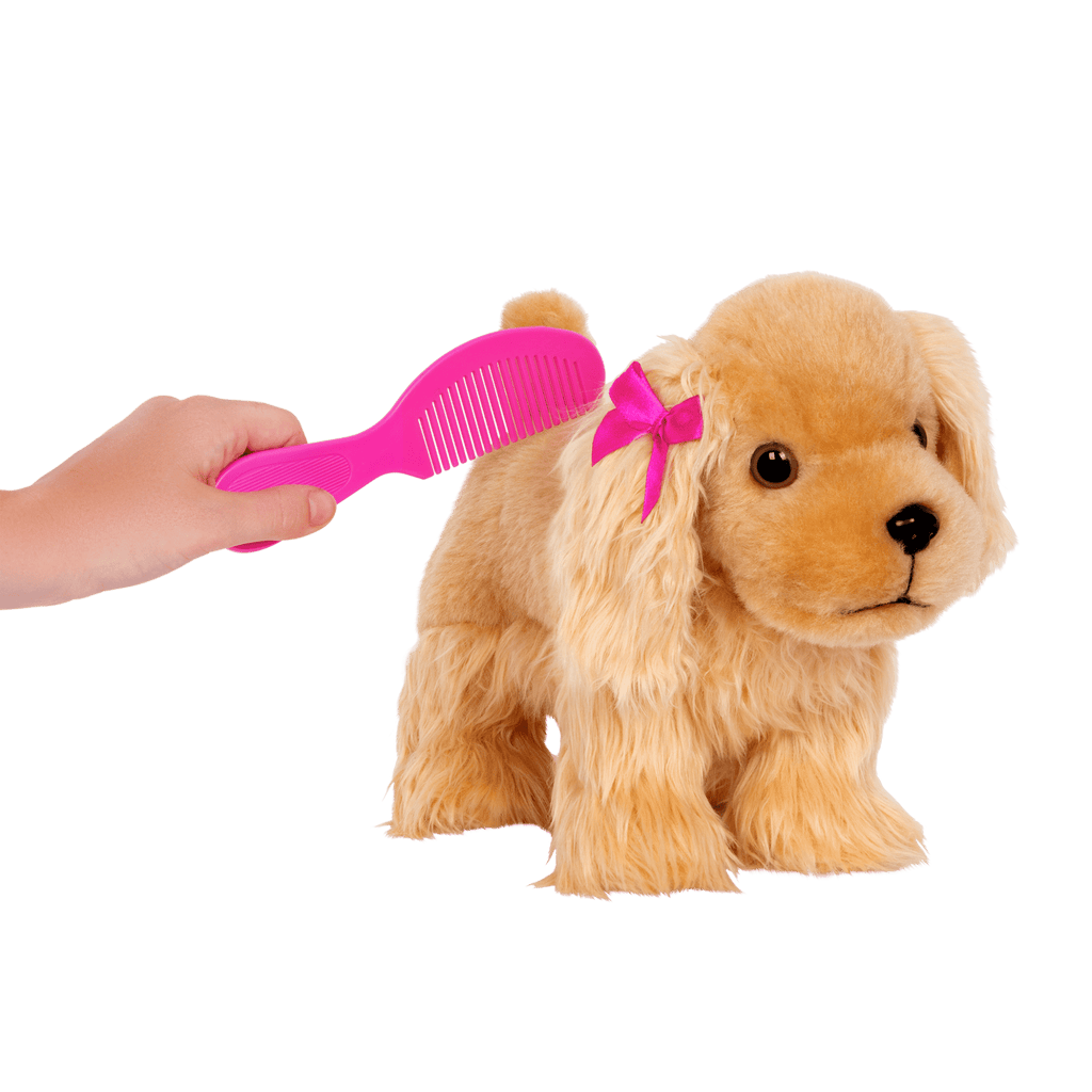 Pink & Golden heart print bag with Cocker Spaniel