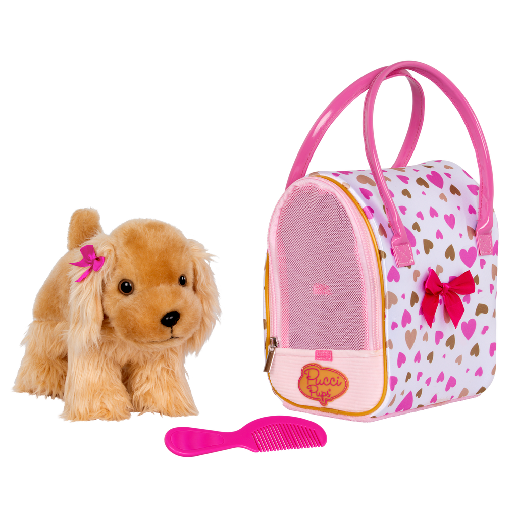 Pink & Golden heart print bag with Cocker Spaniel