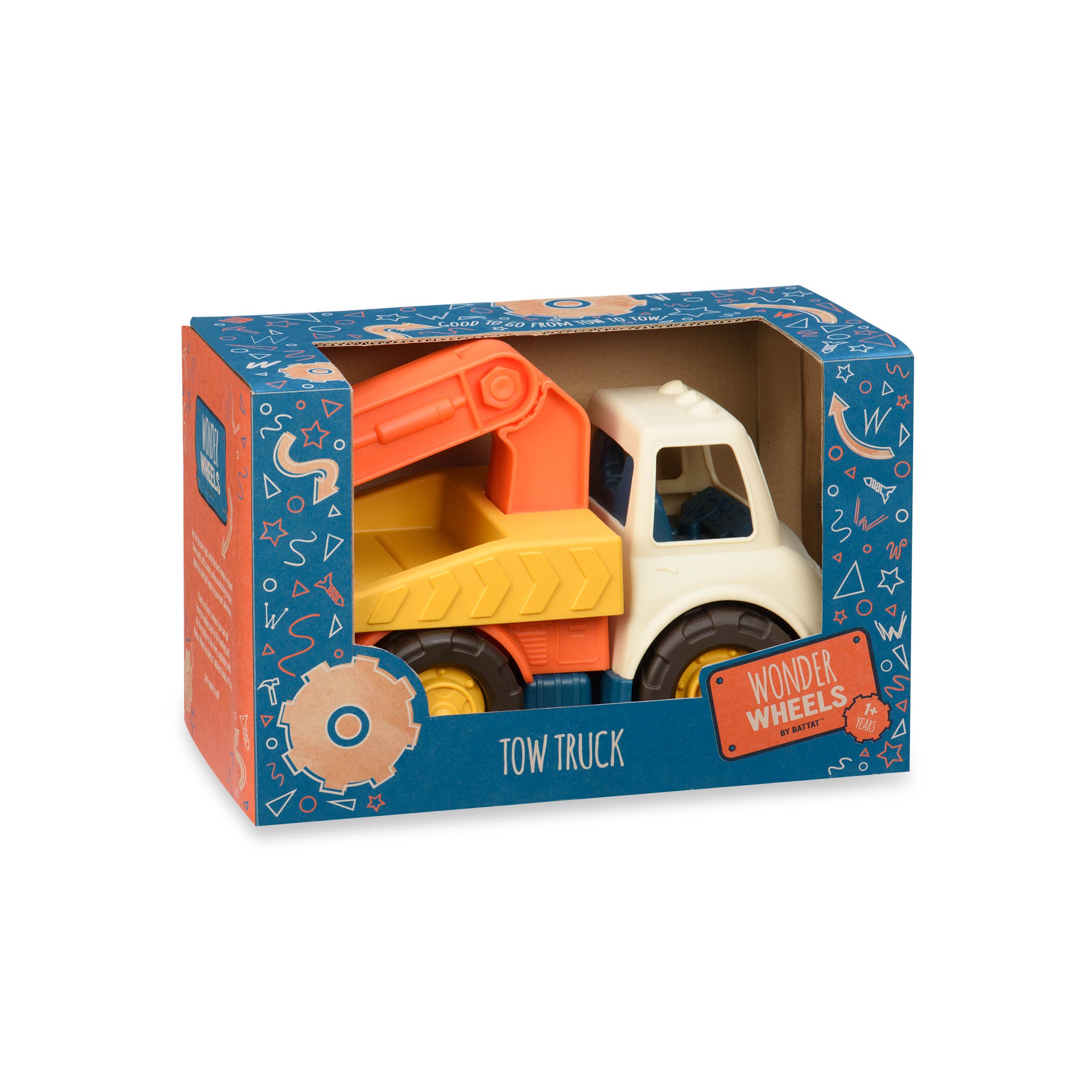 A toy tow truck for kids and toddlers.