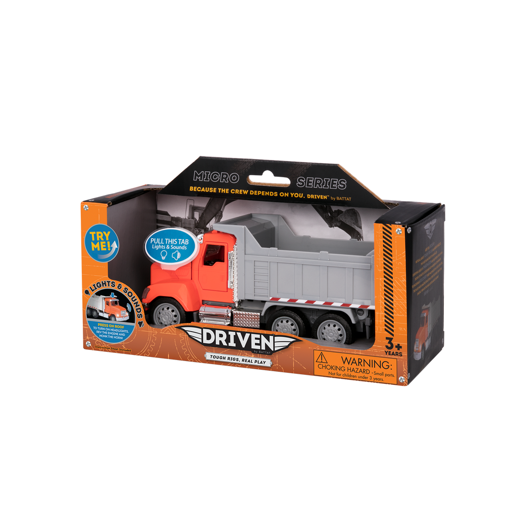 Small Micro Series Orange toy dump truck