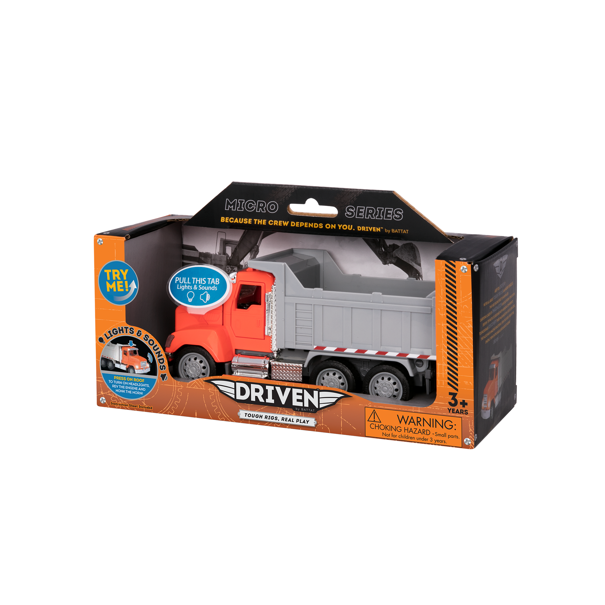 Small Micro Series Orange toy dump truck