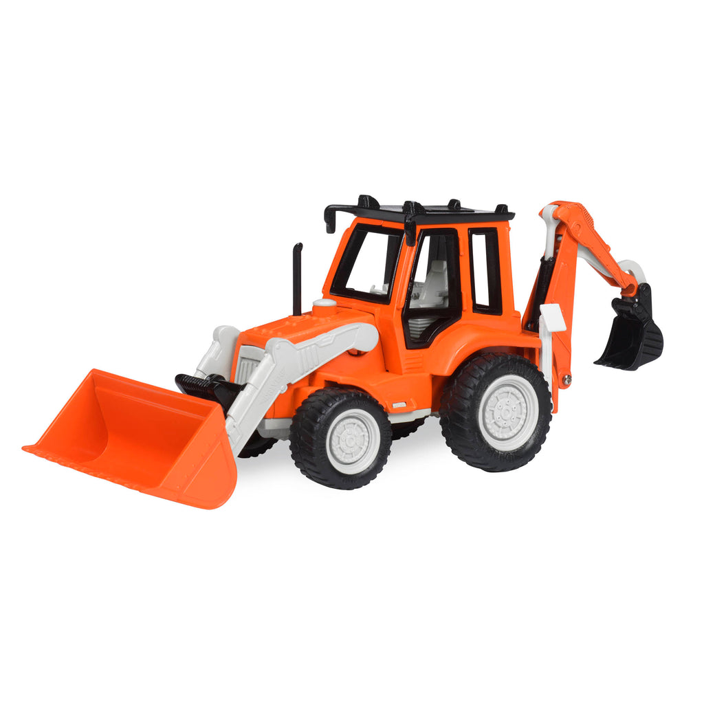 Orange toy backhoe loader