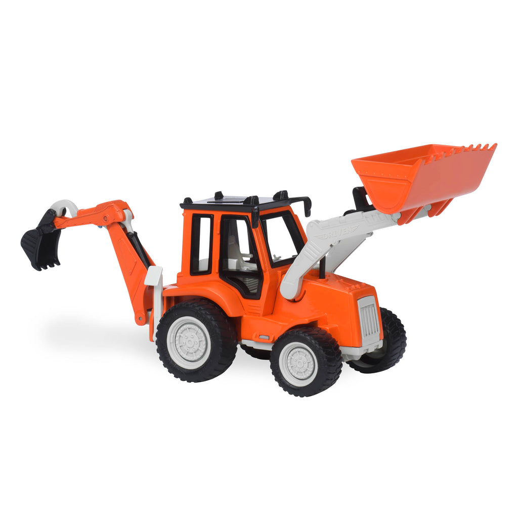 Orange toy backhoe loader