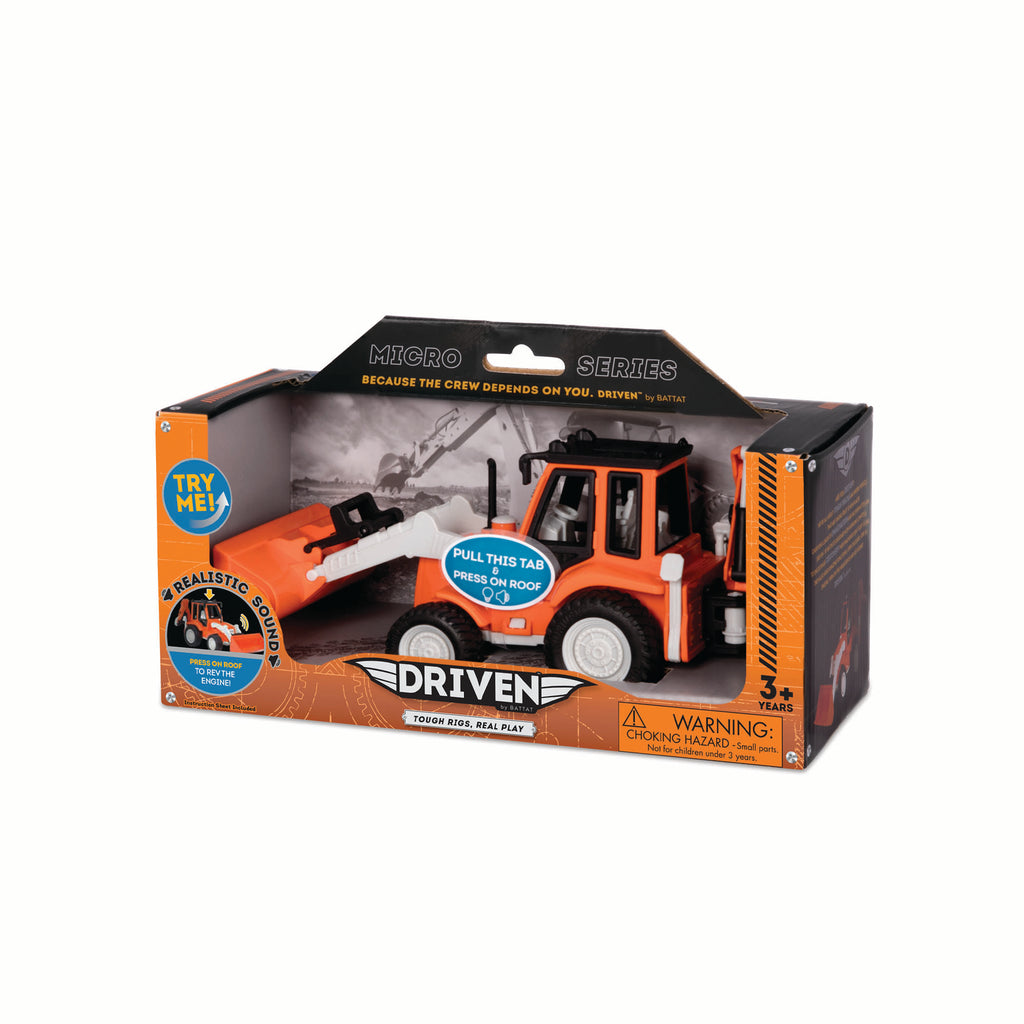 Orange toy backhoe loader