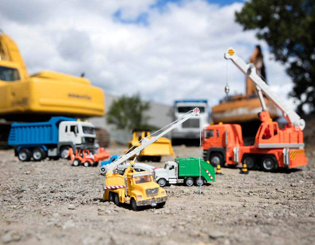 Yellow toy crane truck