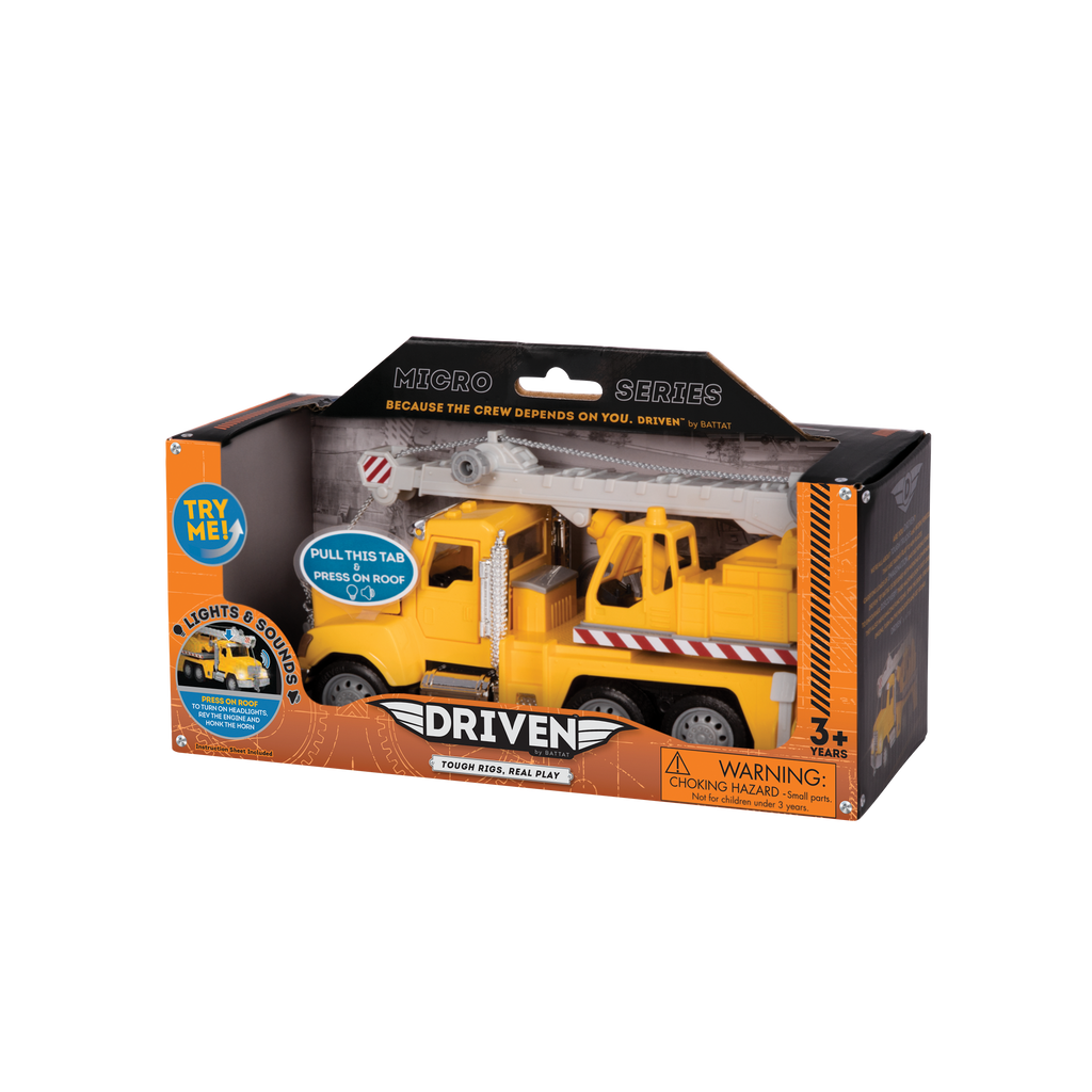 Yellow toy crane truck