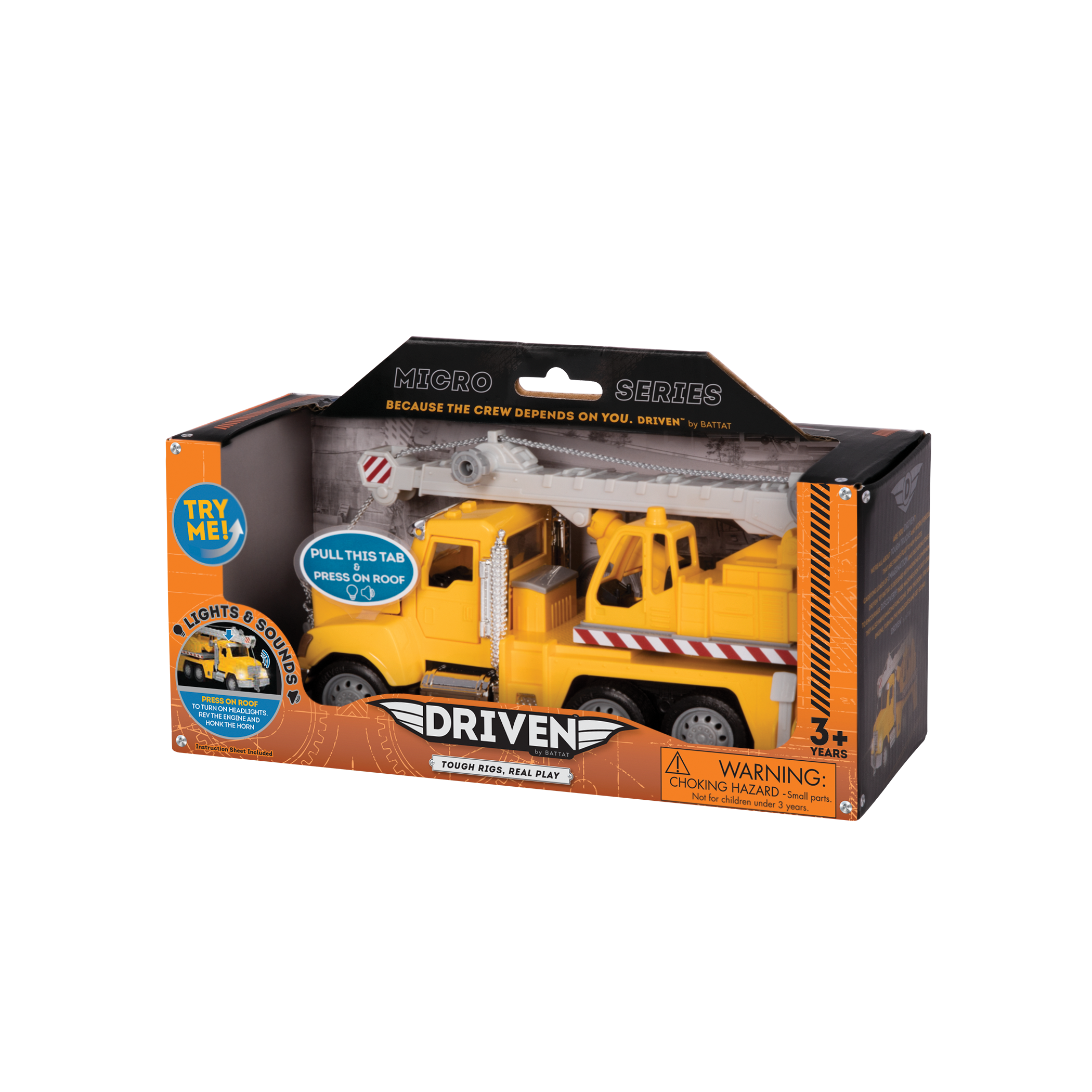 Yellow toy crane truck