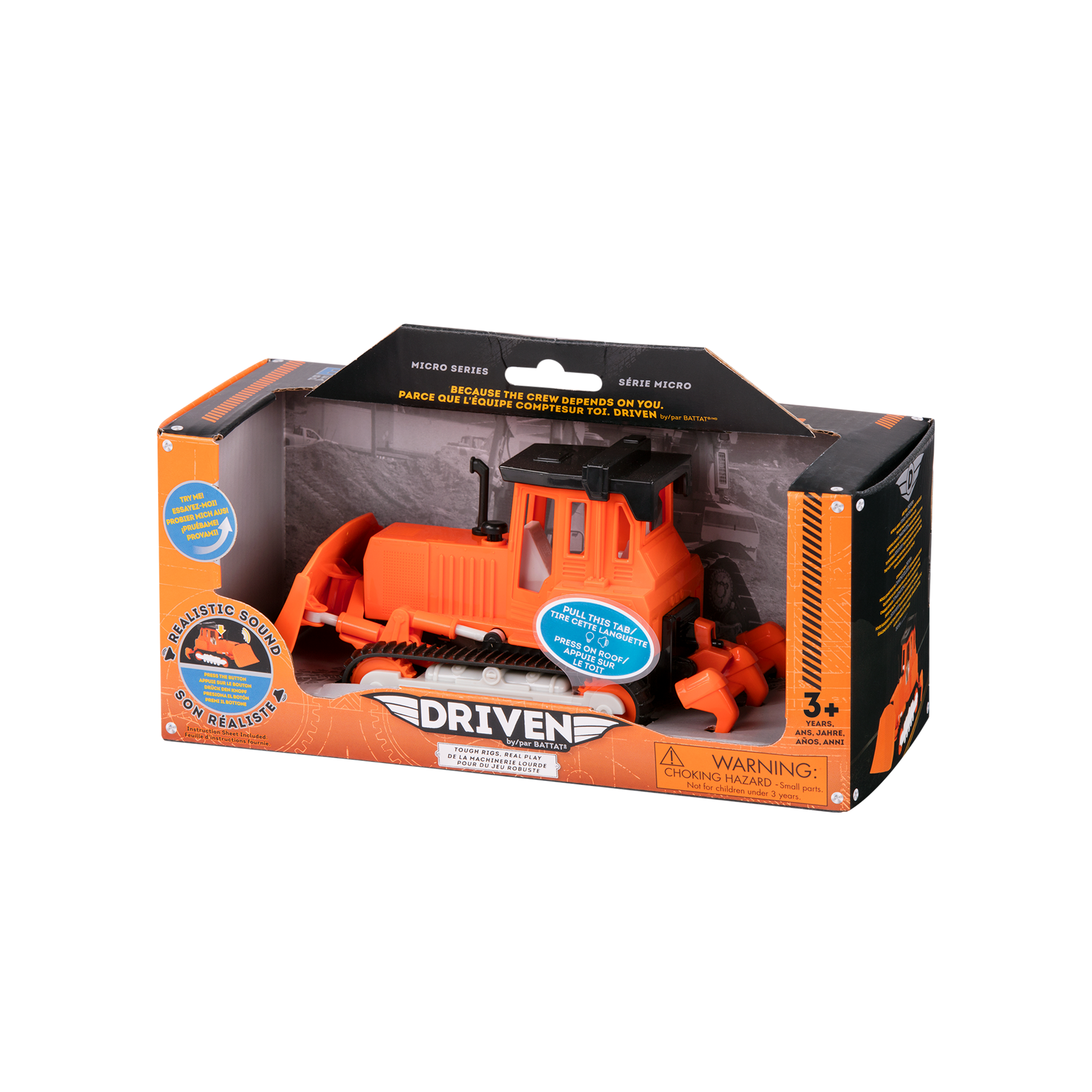 Small Micro Series Orange Toy Bulldozer