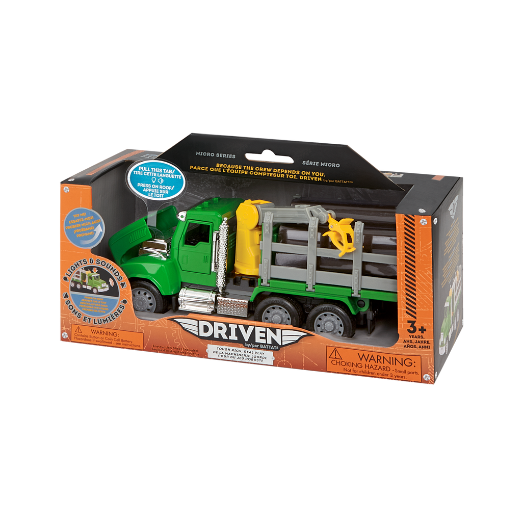 Green toy logging truck