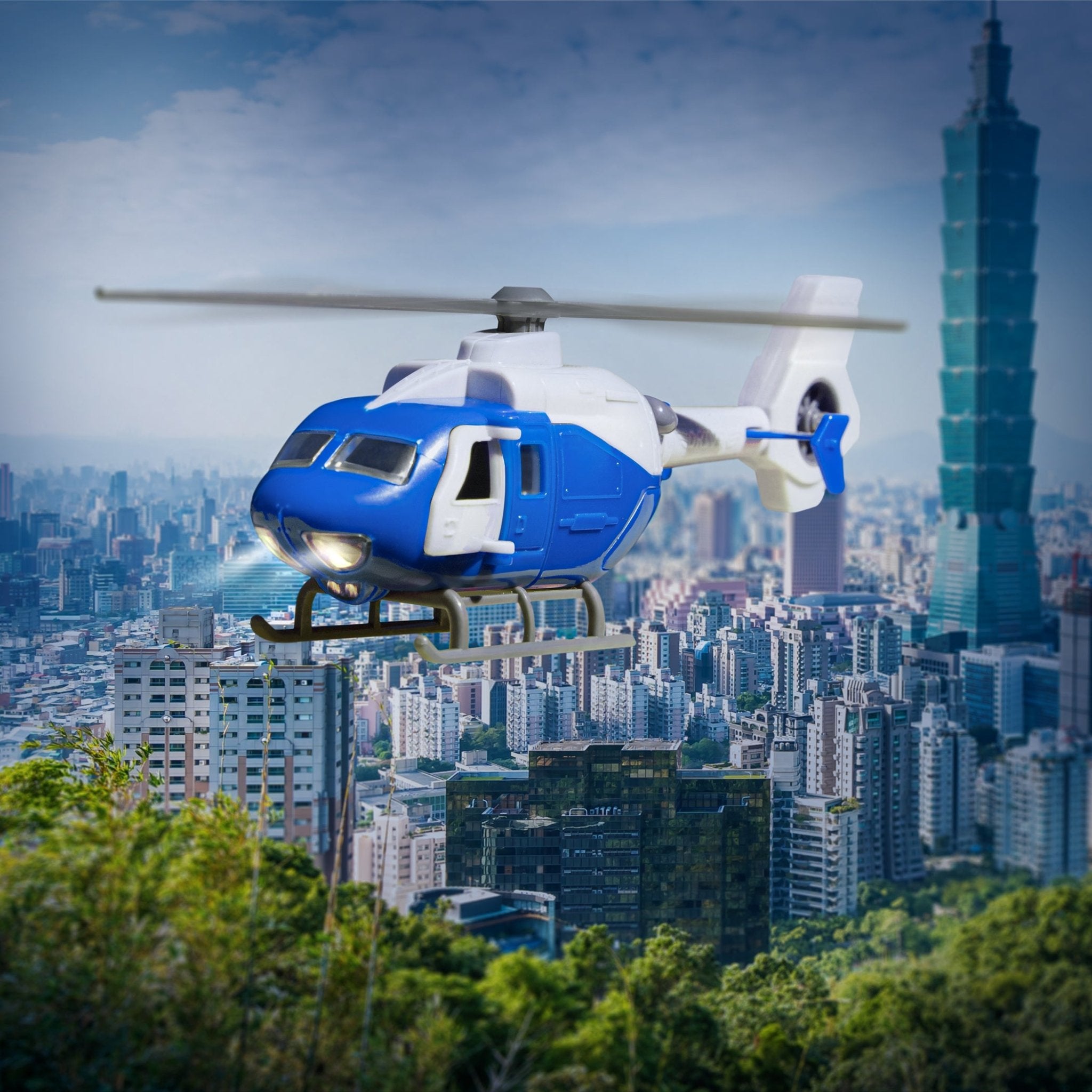 Blue toy helicopter