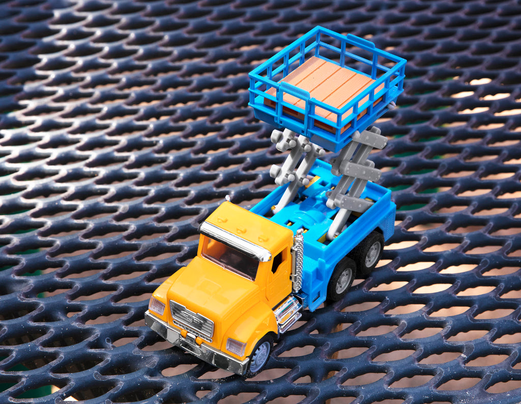 Small Micro Series Yellow and blue toy scissor lift truck