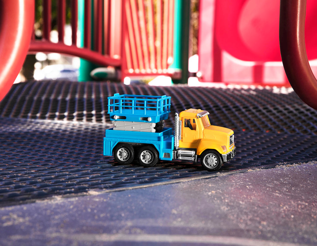 Small Micro Series Yellow and blue toy scissor lift truck