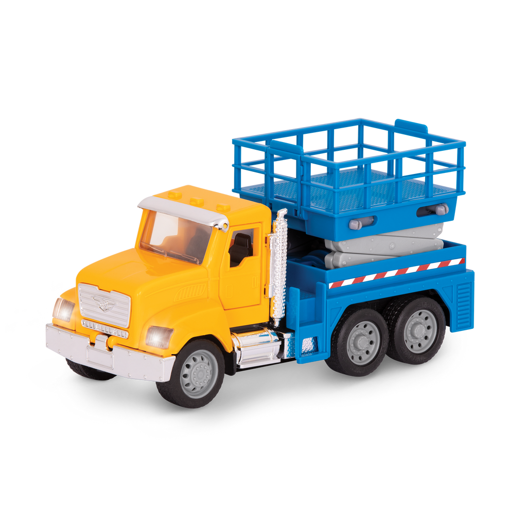 Small Micro Series Yellow and blue toy scissor lift truck