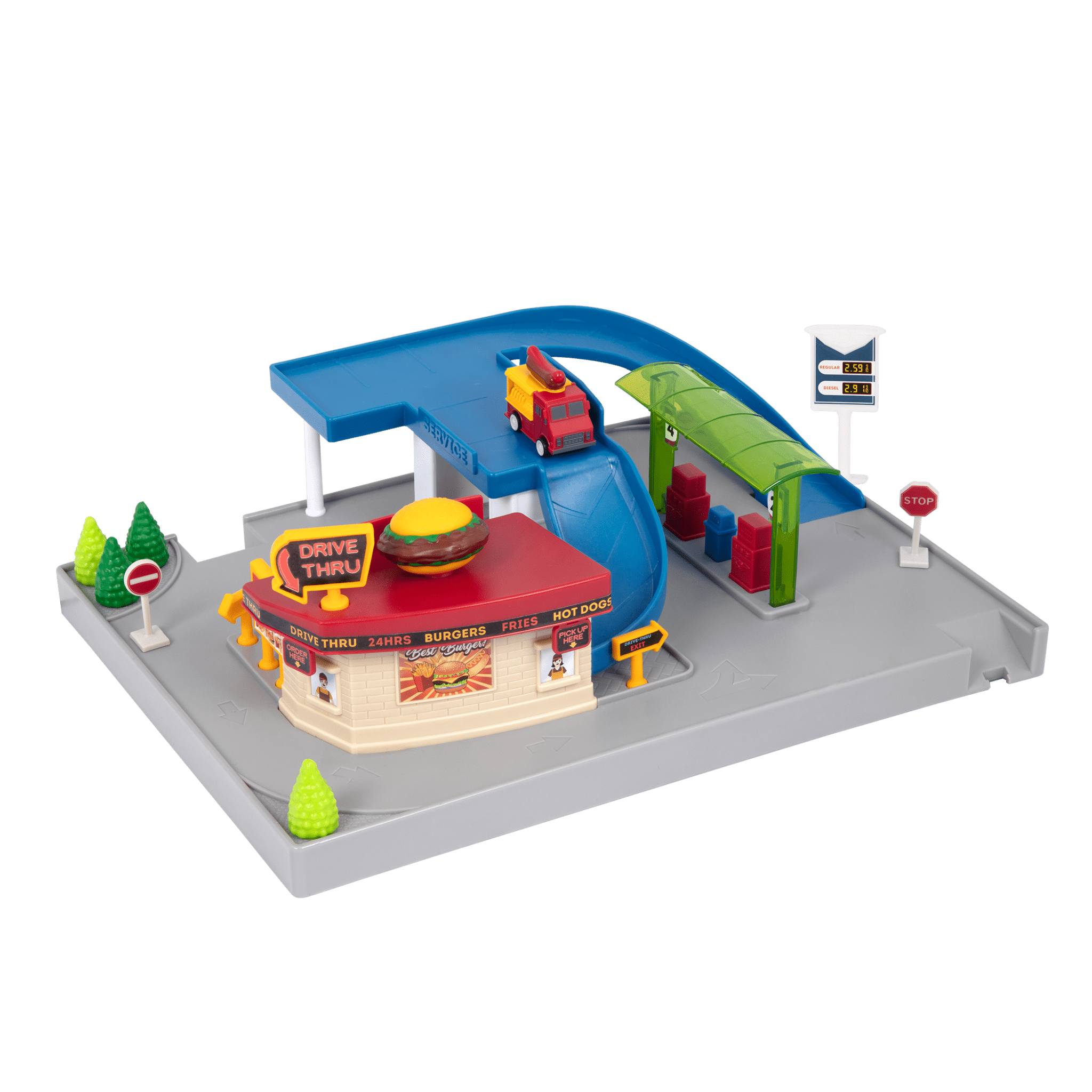 Pocket Dine & Drive Pit Stop | Gas Station Playset | Car Toys