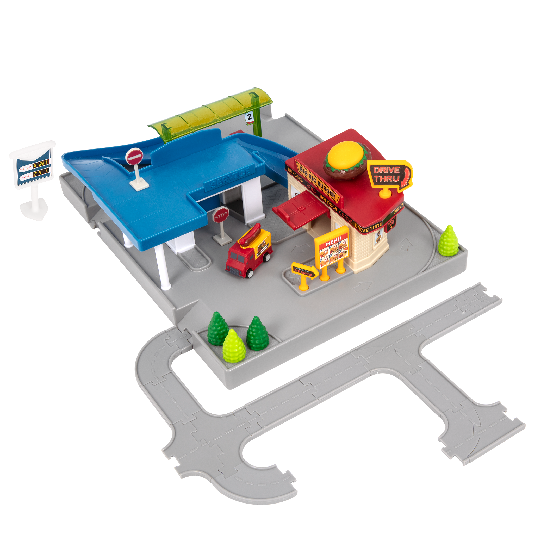 Mini Car Track Playset with Restaurant Drive Thru