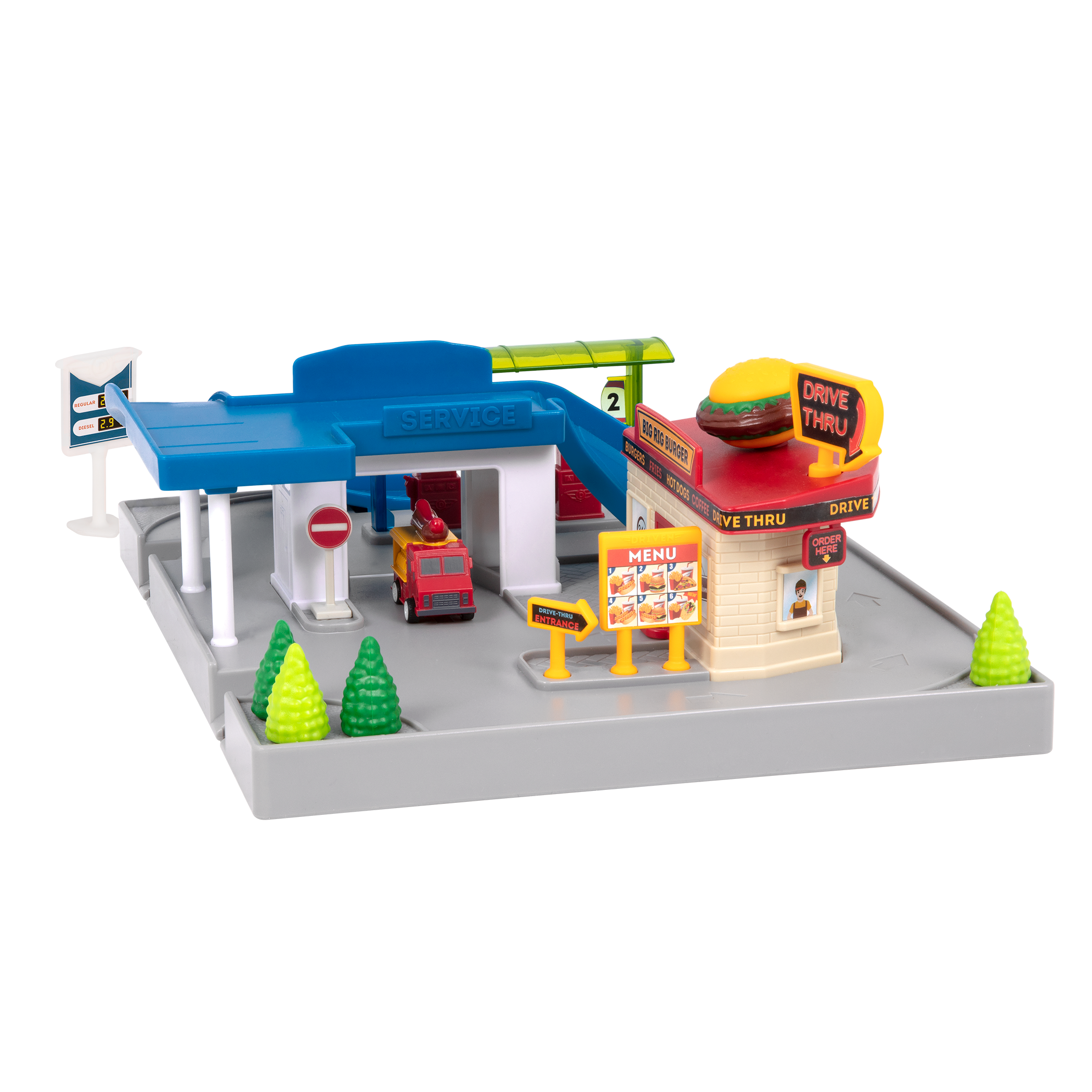 Mini Car Track Playset with Restaurant Drive Thru