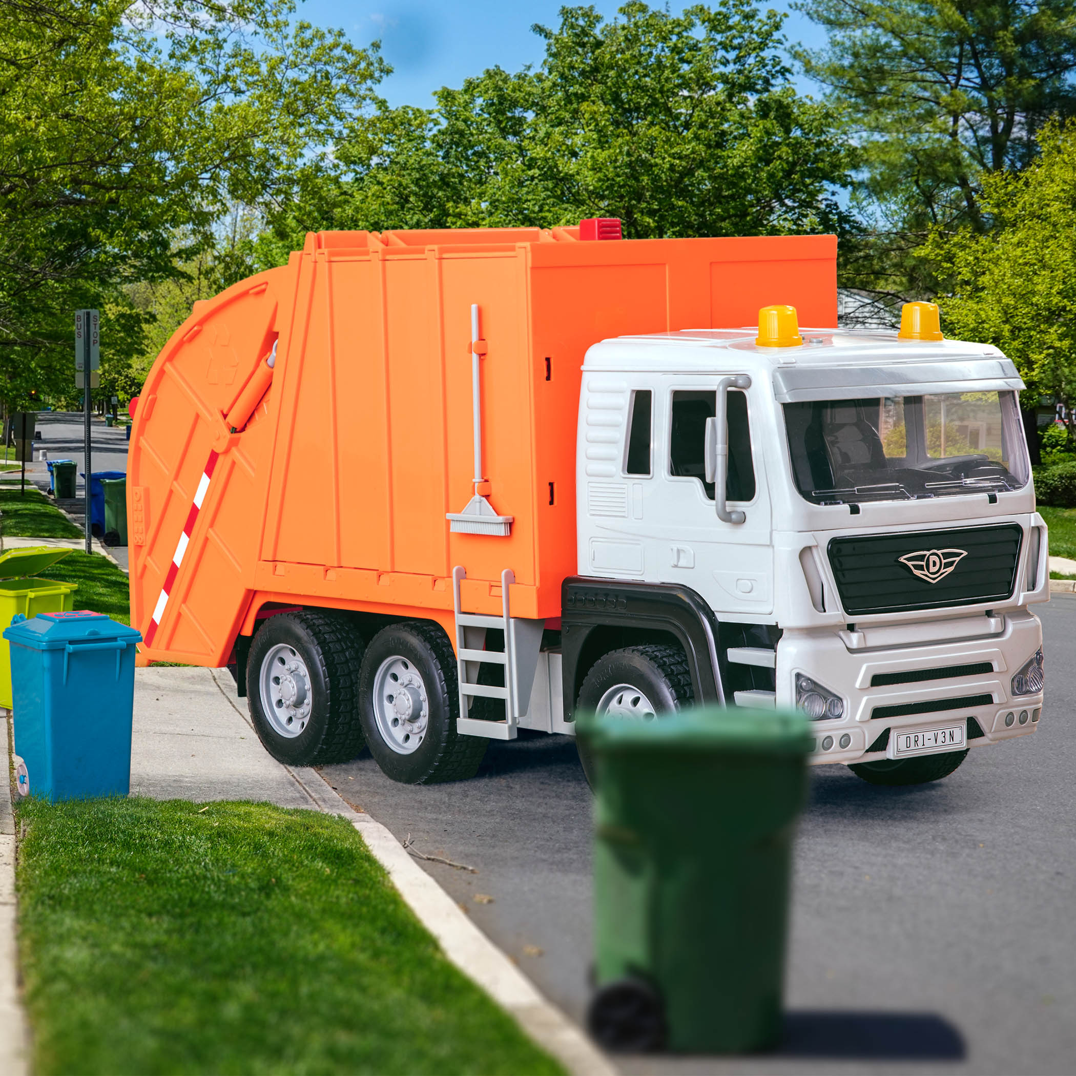 Large Standard Size Orange toy recycling truck