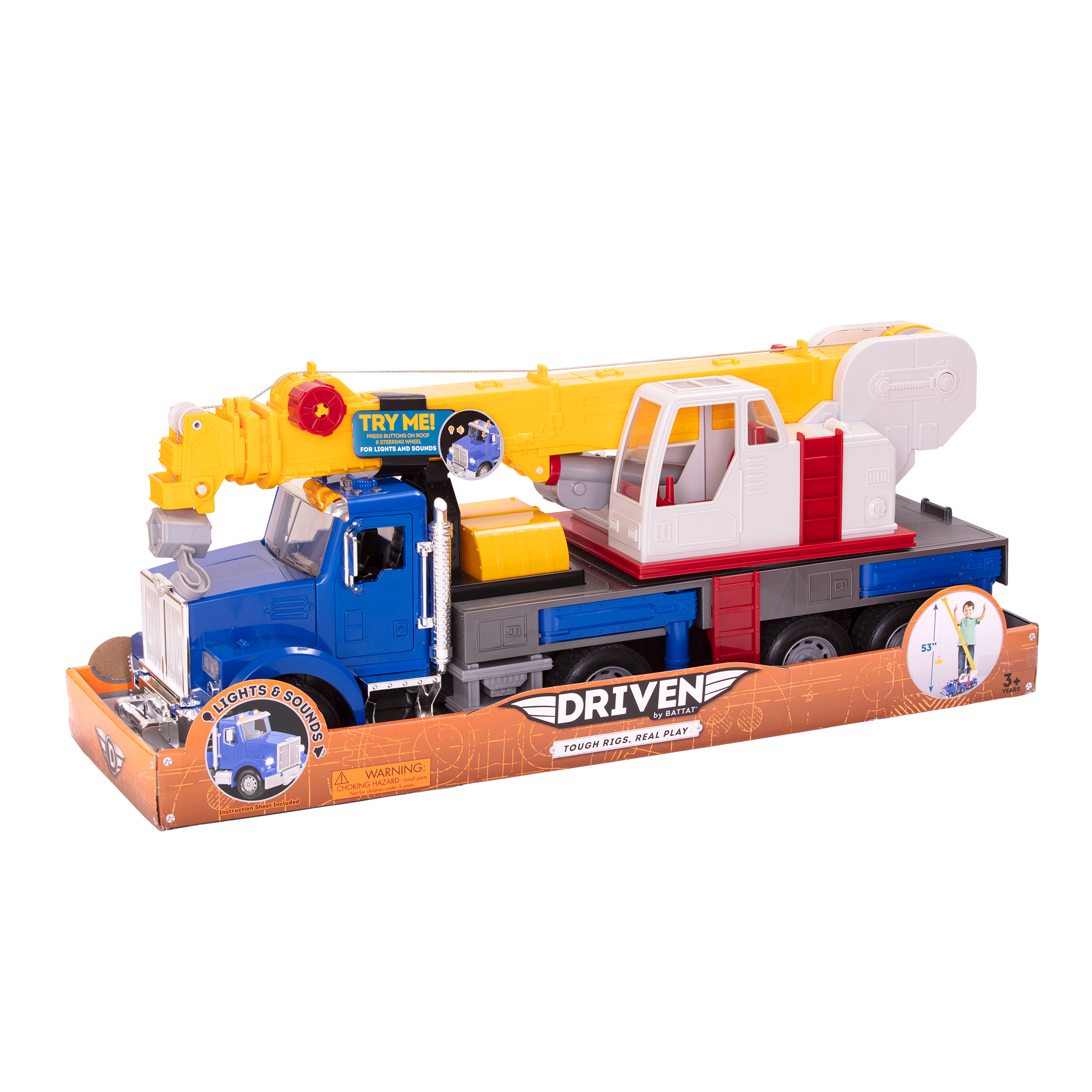 Blue toy jumbo crane truck