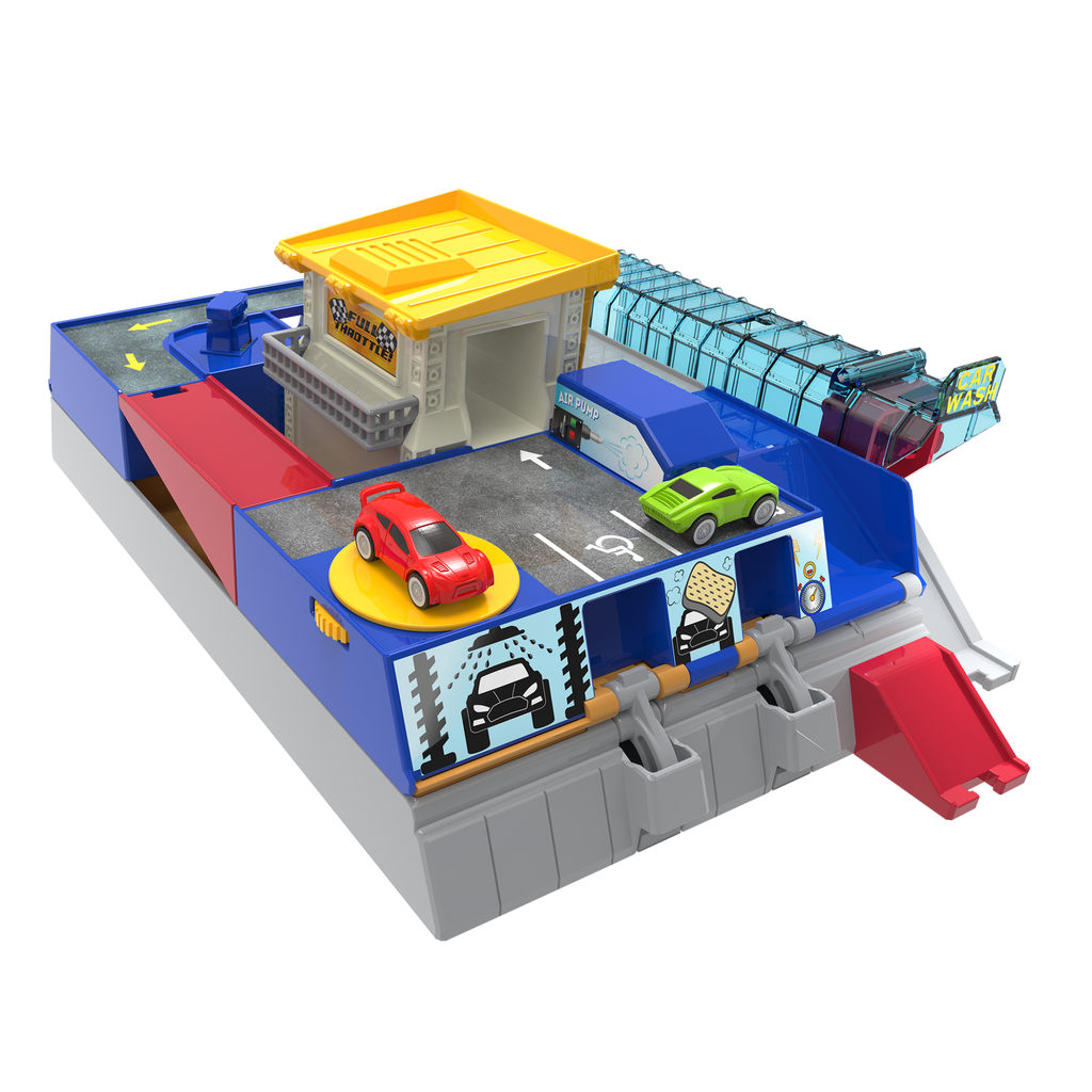 Race track playset with toy cars