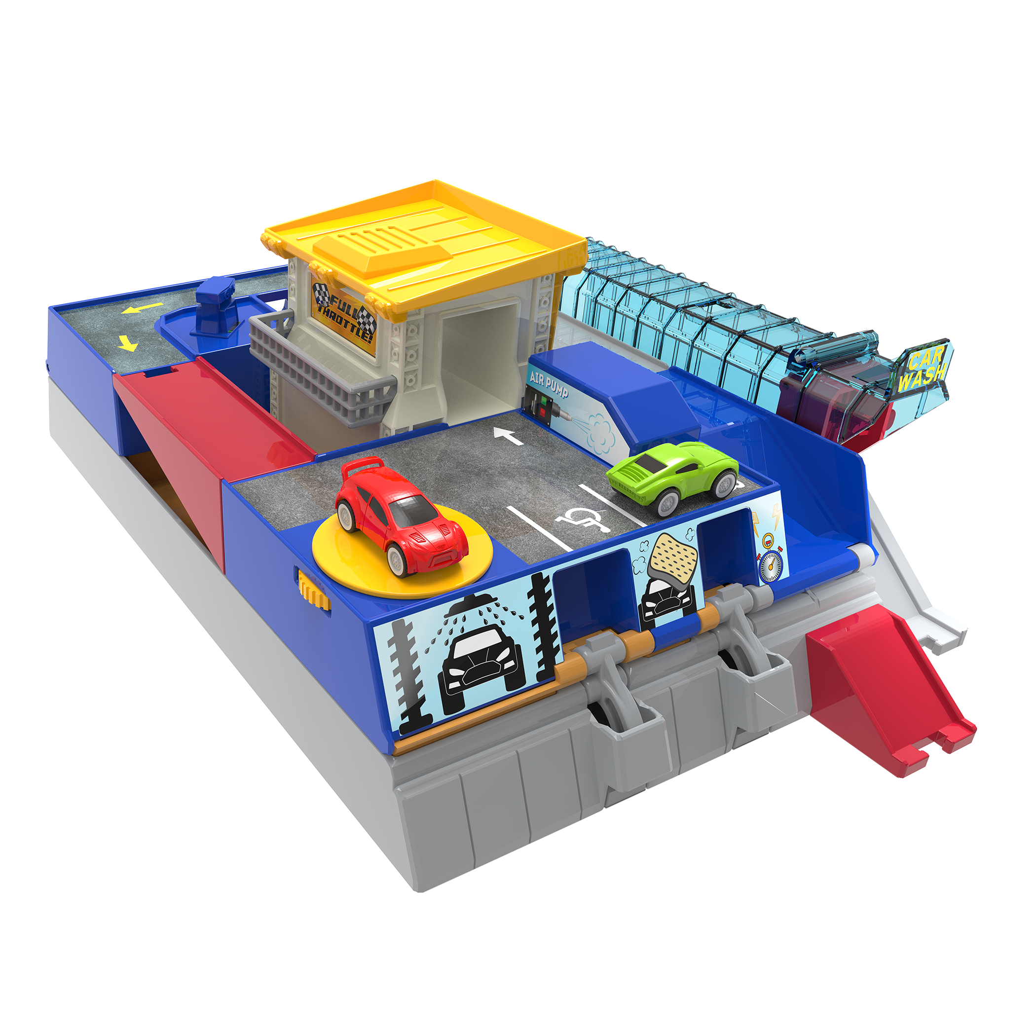 Race track playset with toy cars