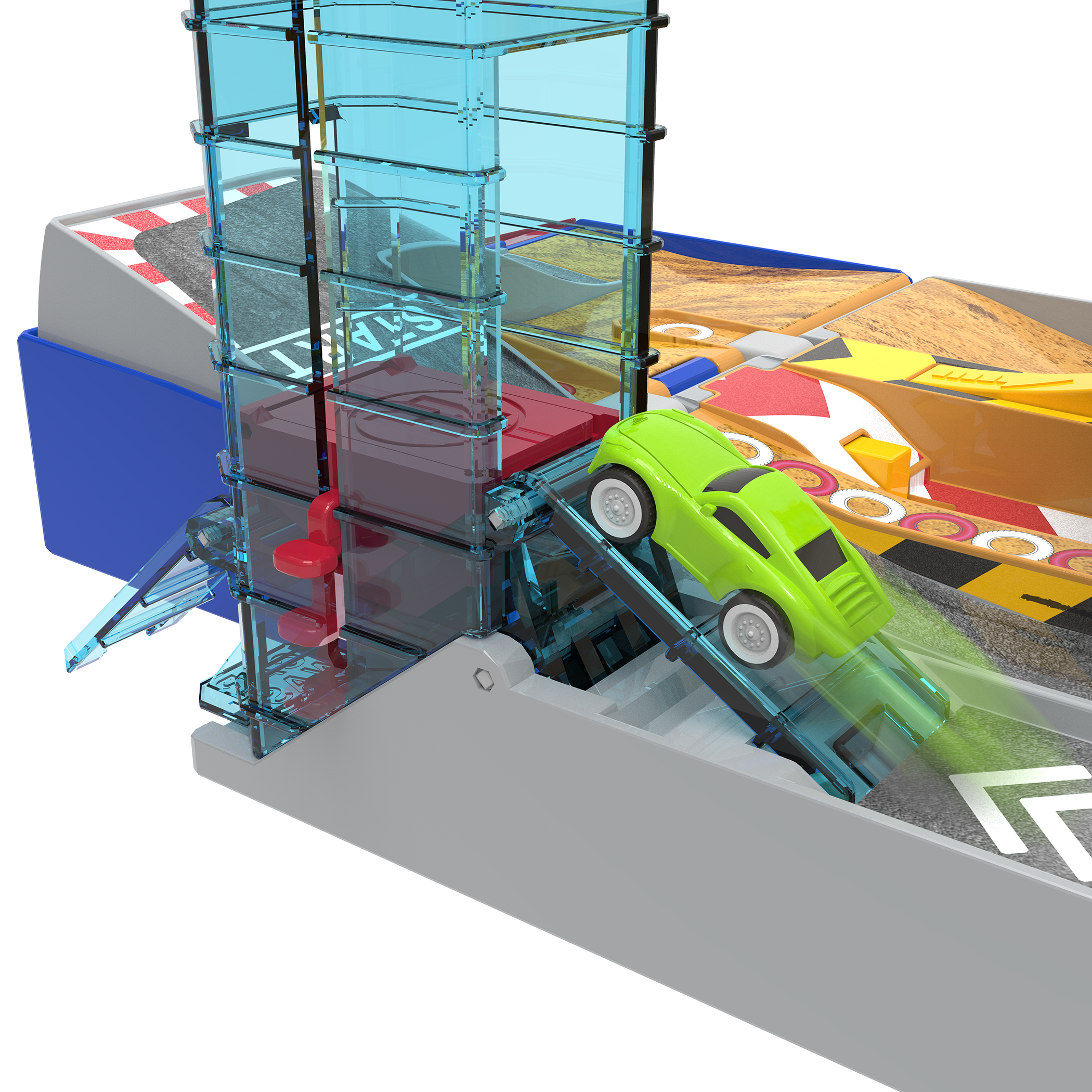 Race track playset with toy cars