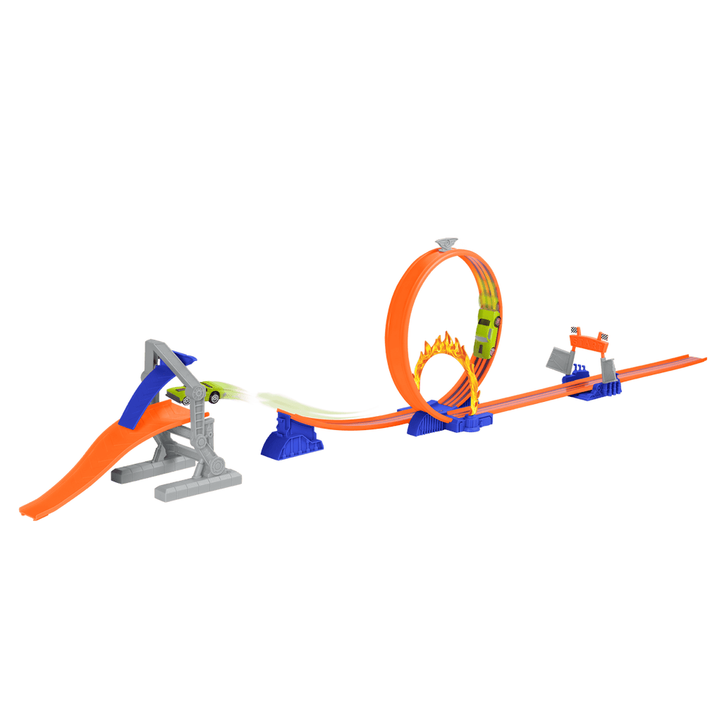 Racetrack loop playset with toy car