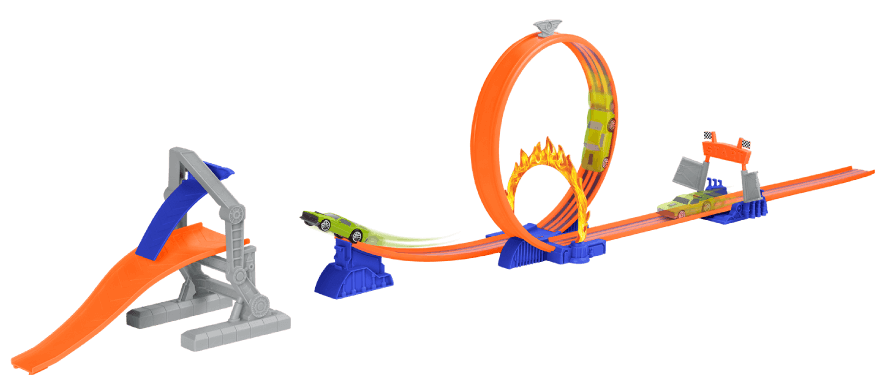 Racetrack loop playset with toy car