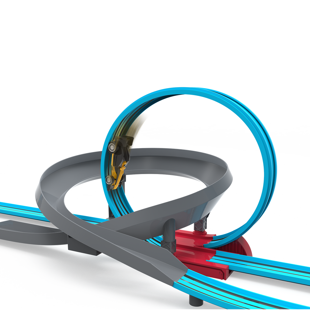 Racetrack playset with loops and toy cars