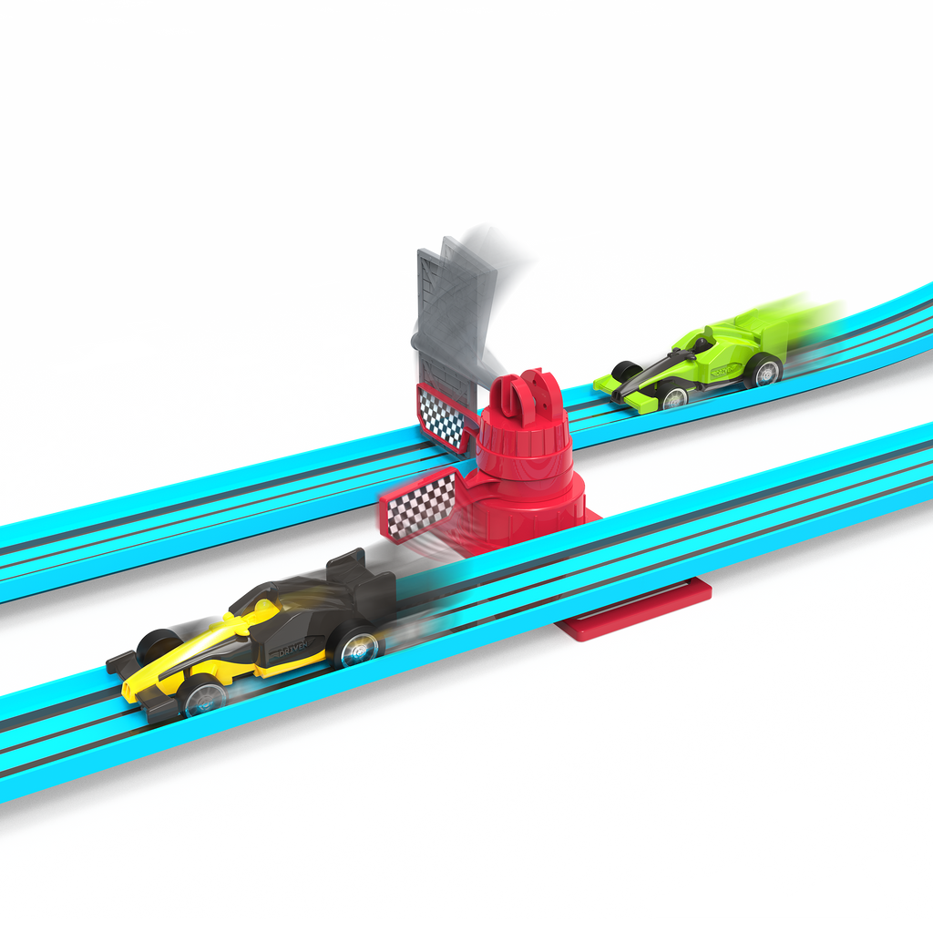 Racetrack playset with loops and toy cars